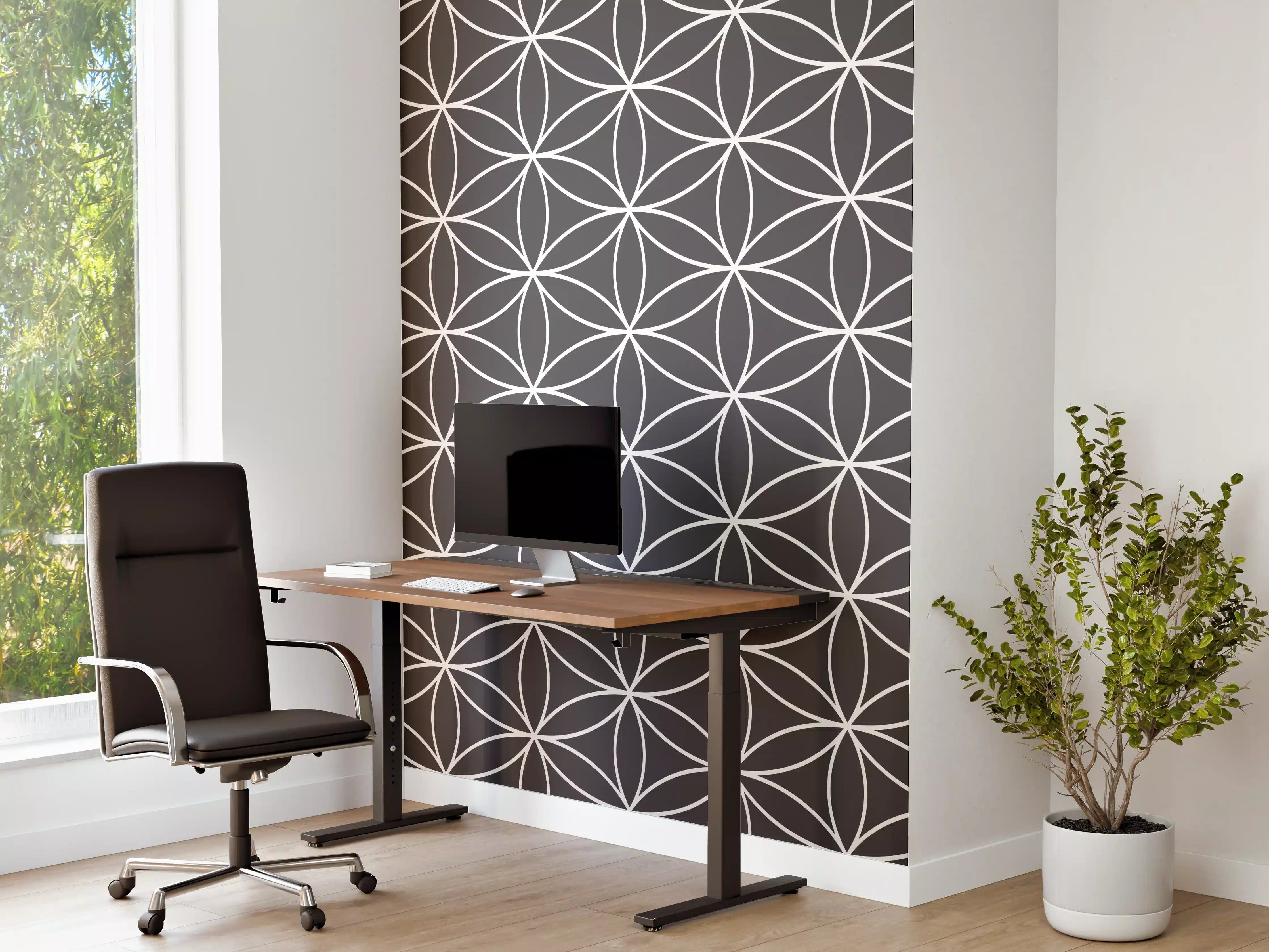 Büro Wandgestaltung - Geometrische Fliesen in Antrazit für moderne Räume