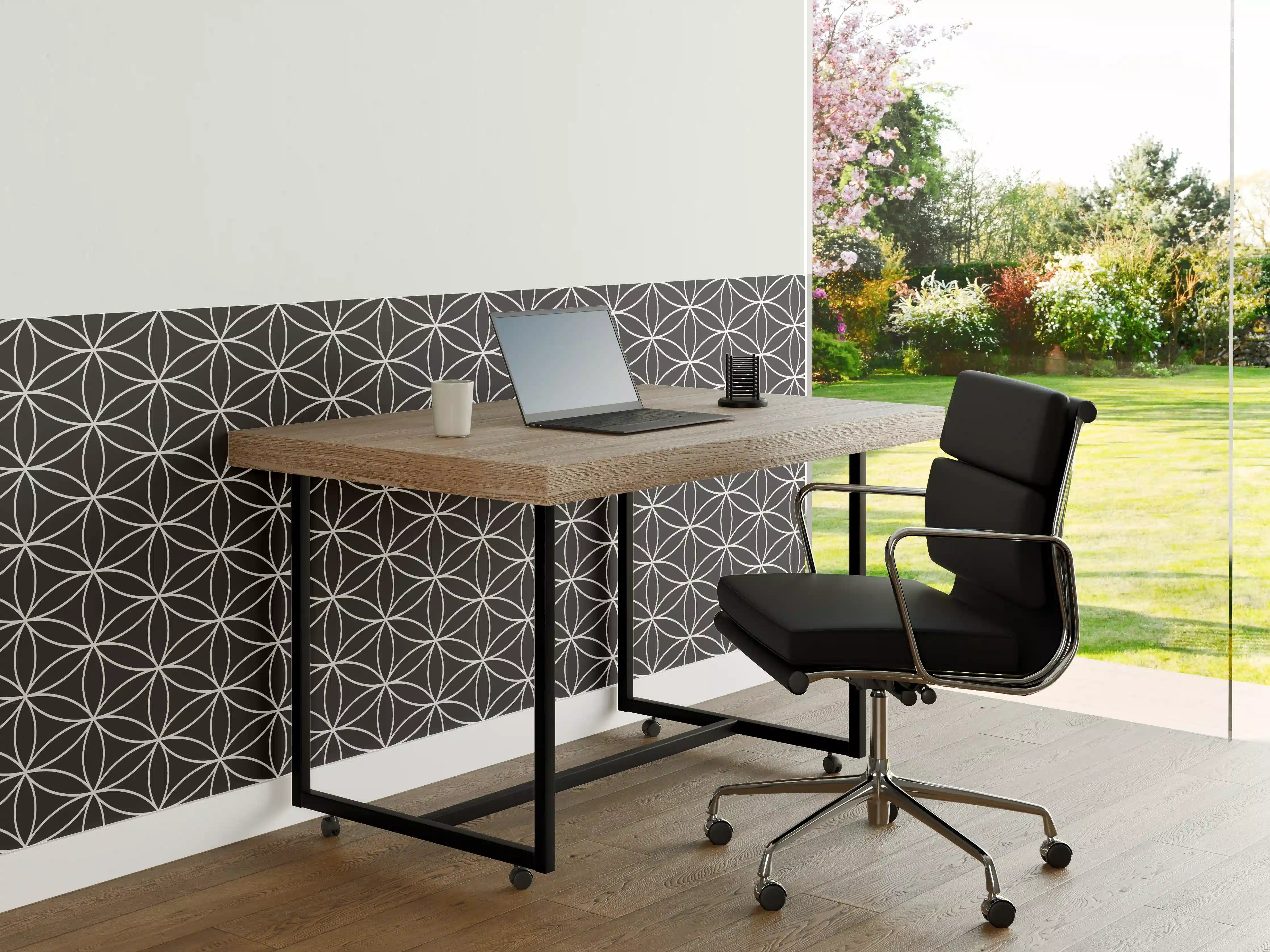 Büro Wandgestaltung - Geometrische Fliesen in Antrazit für moderne Räume