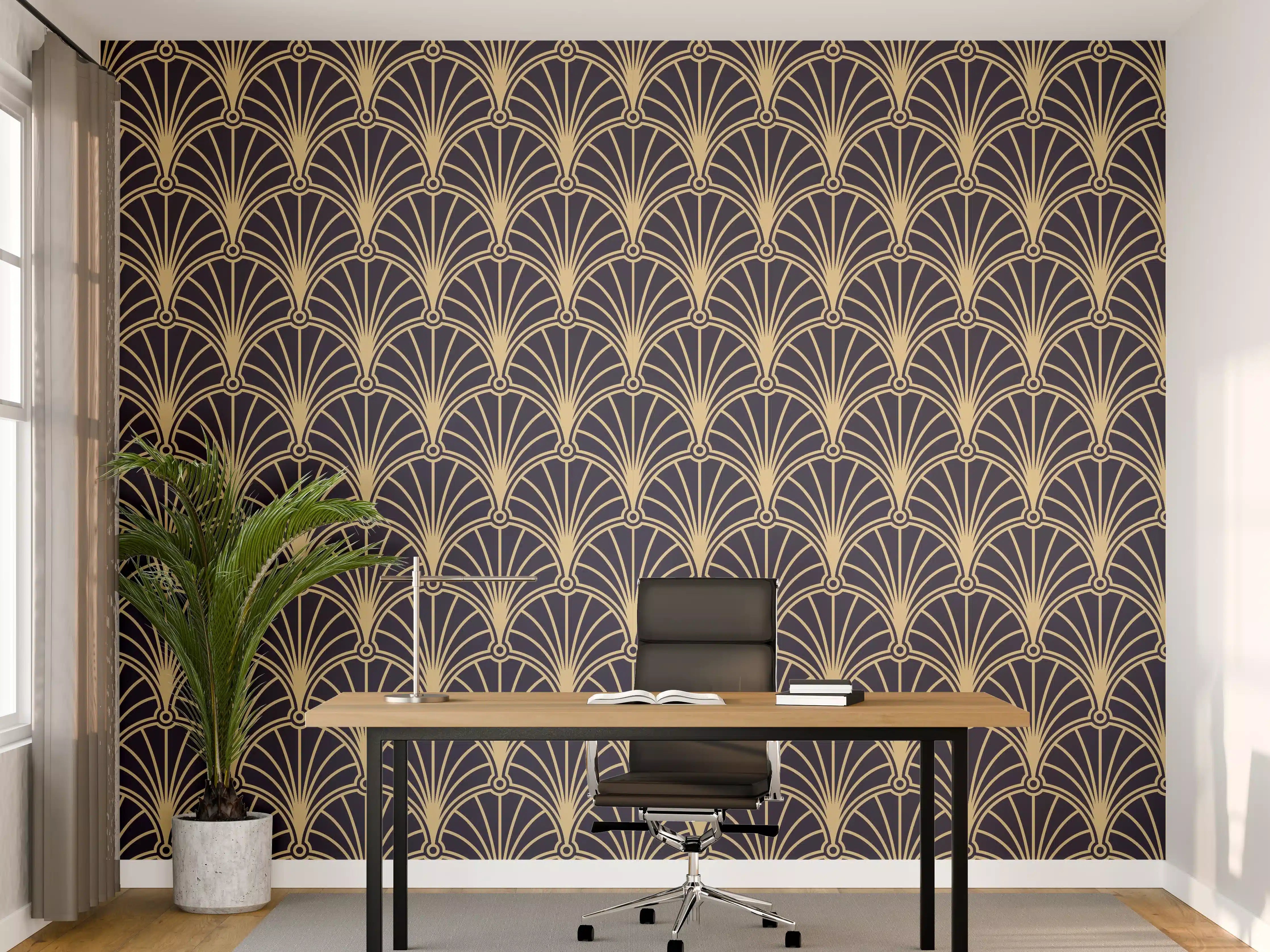Büro Wandgestaltung - Geometrische Goldmuster Tapete