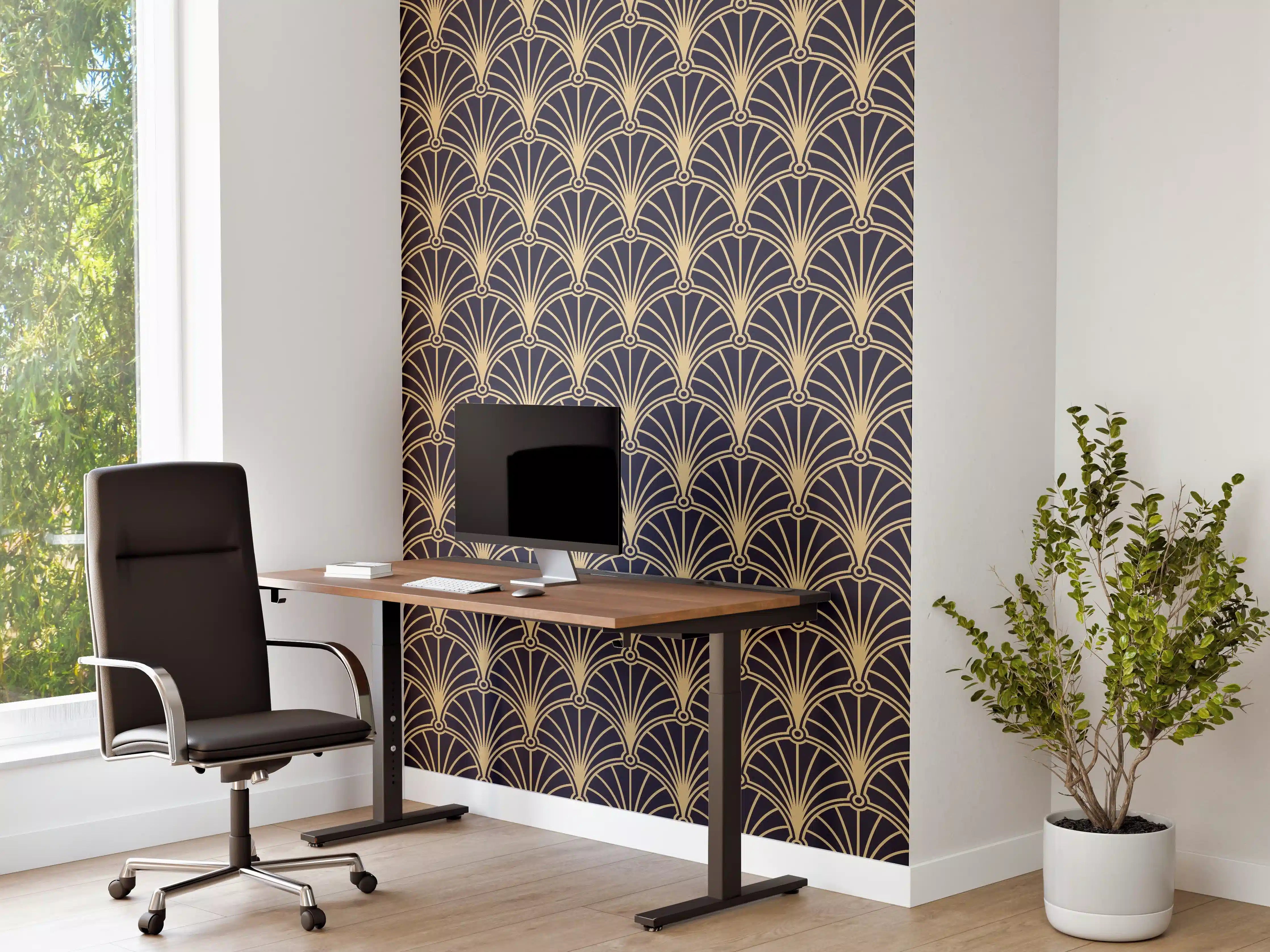 Büro Wandgestaltung - Geometrische Goldmuster Tapete