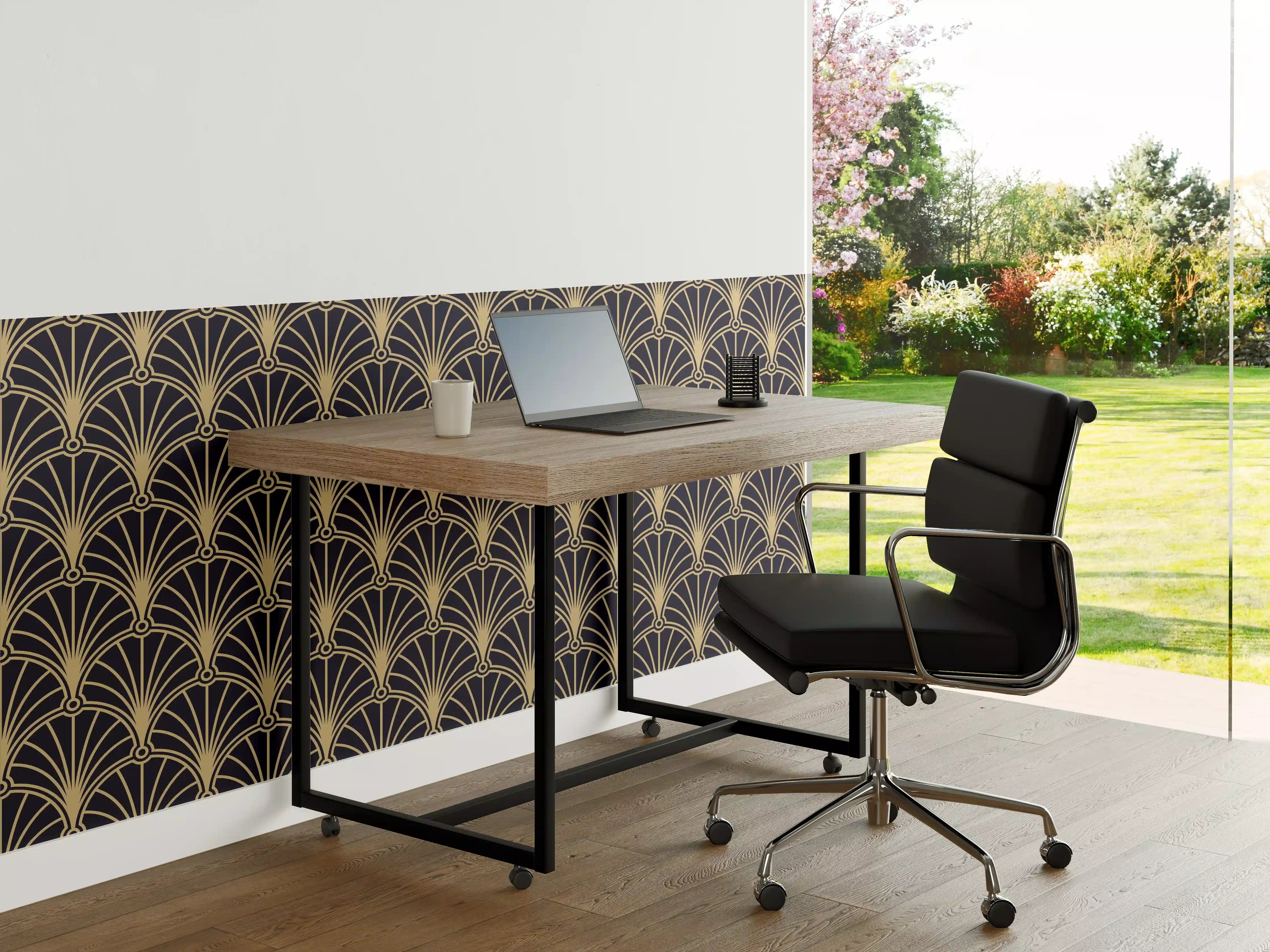 Büro Wandgestaltung - Geometrische Goldmuster Tapete