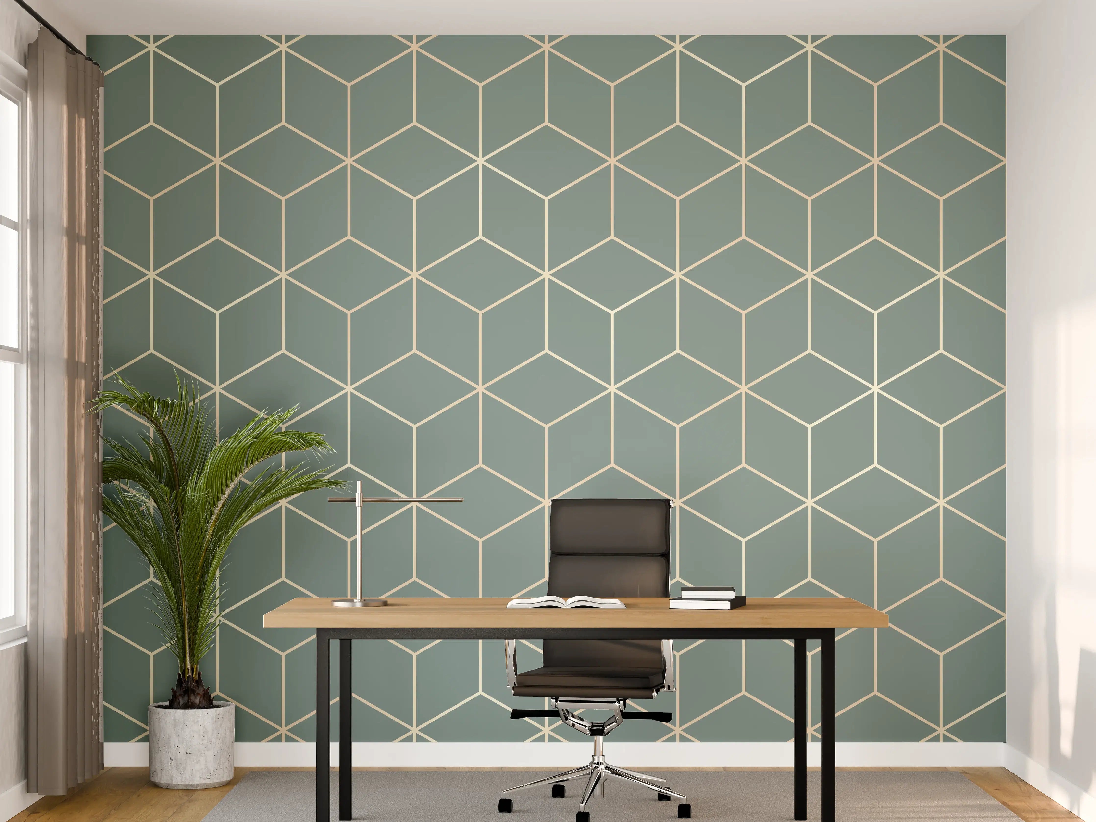 Büro Wandgestaltung - Geometrische Grau-Muster Tapete