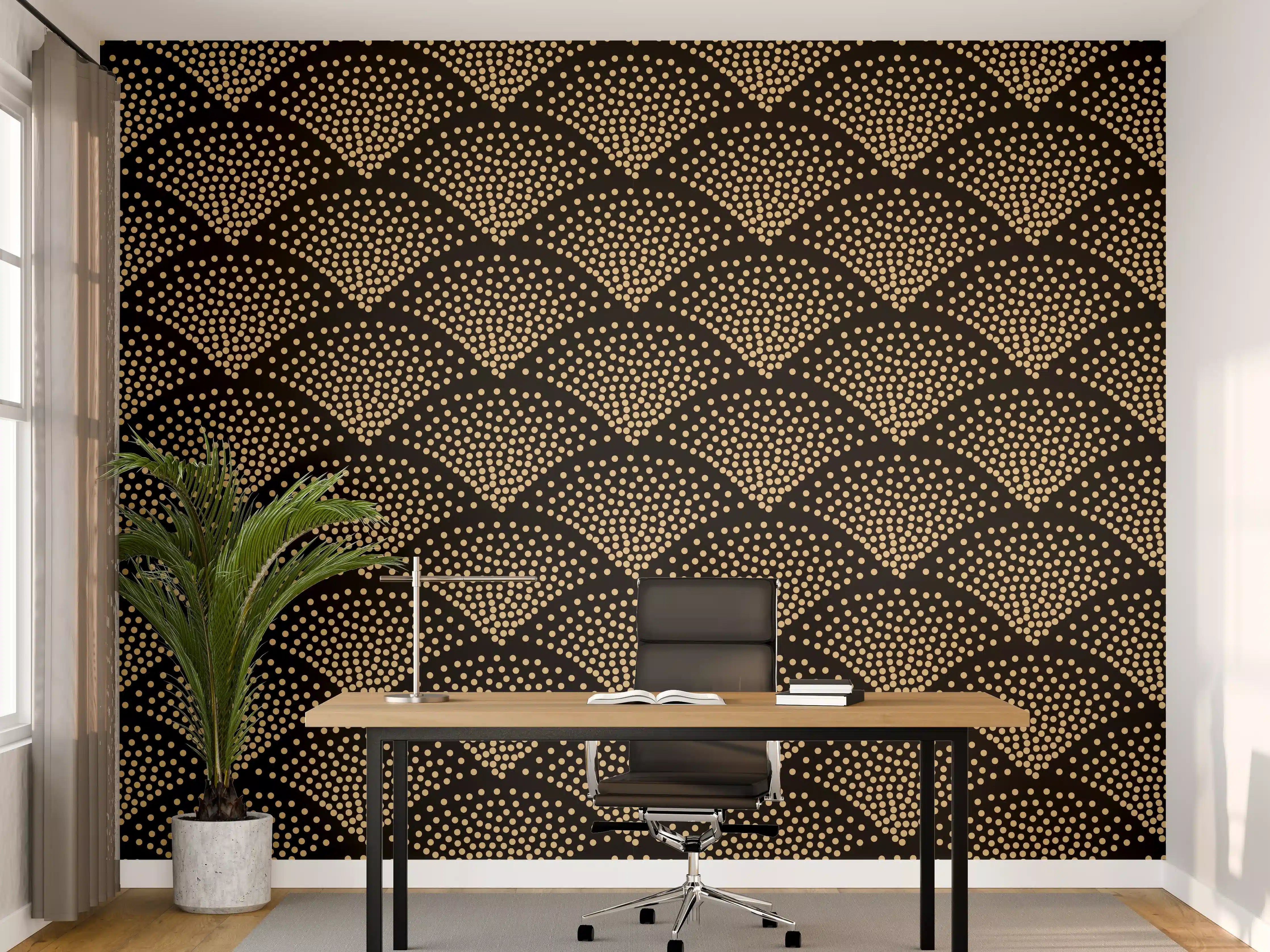 Büro Wandgestaltung - Geometrische Schwarz-Gold-Musterung
