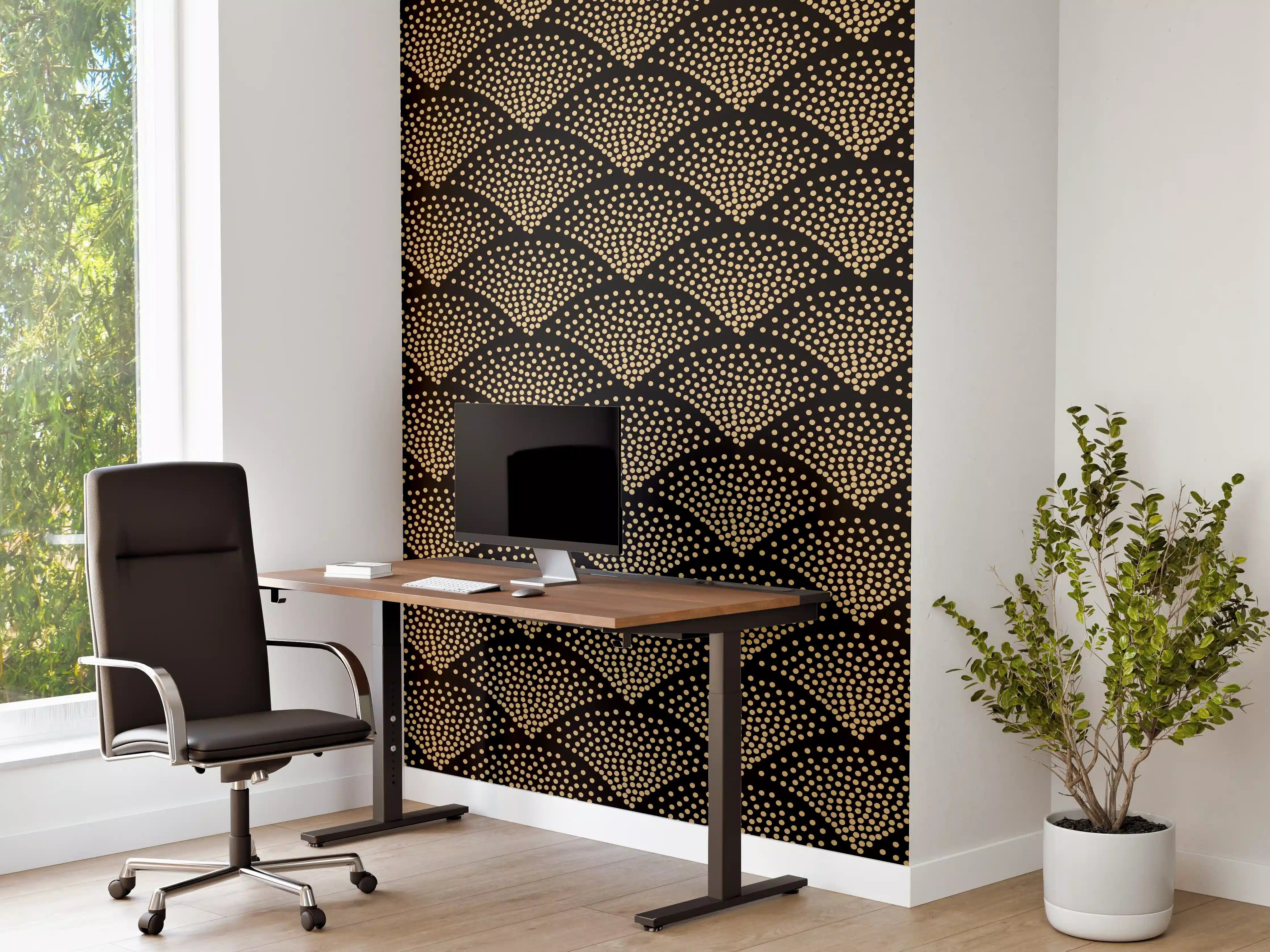 Büro Wandgestaltung - Geometrische Schwarz-Gold-Musterung