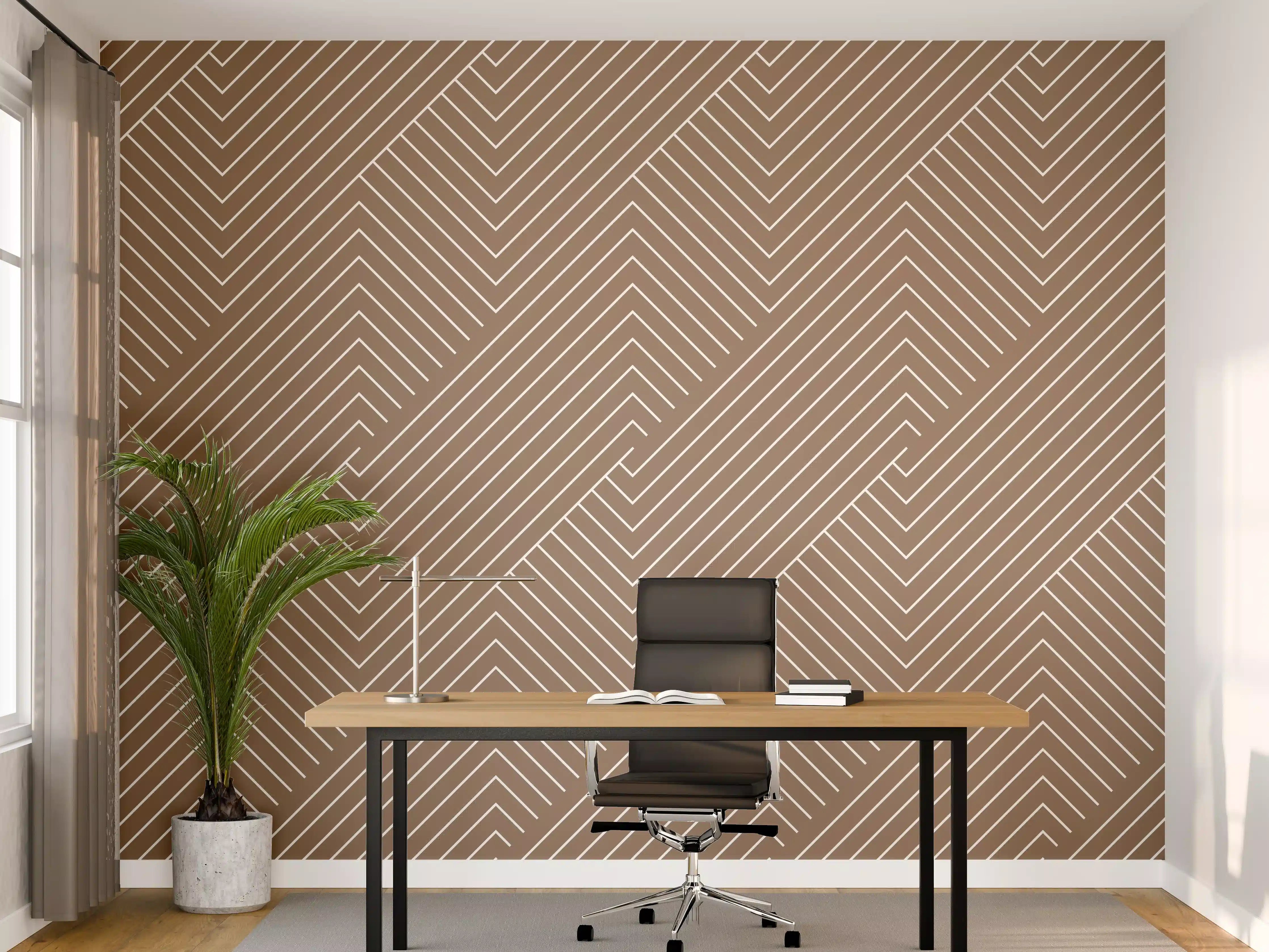 Büro Wandgestaltung - Geometrische Sigaro-Muster in Braun