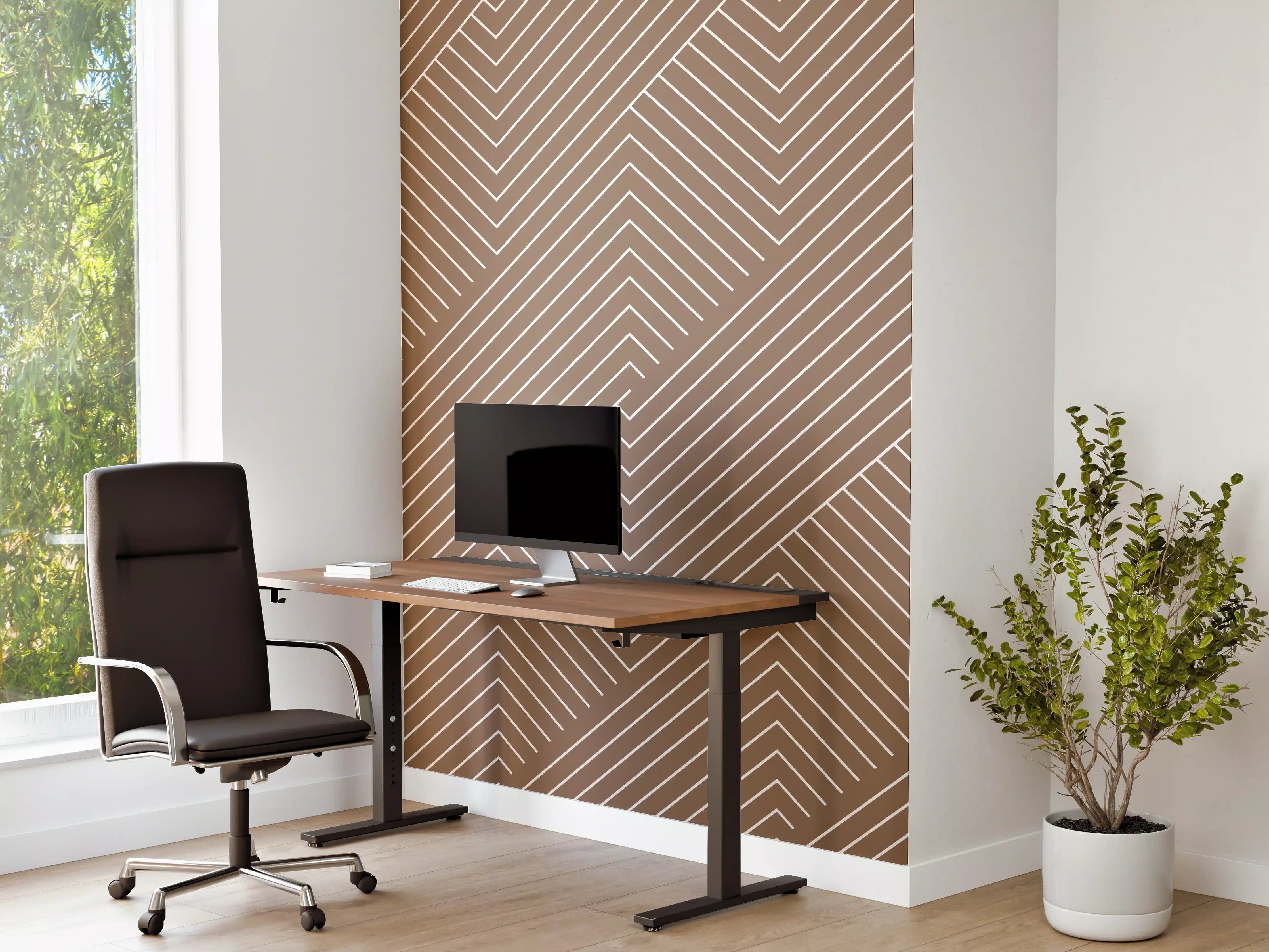 Büro Wandgestaltung - Geometrische Sigaro-Muster in Braun