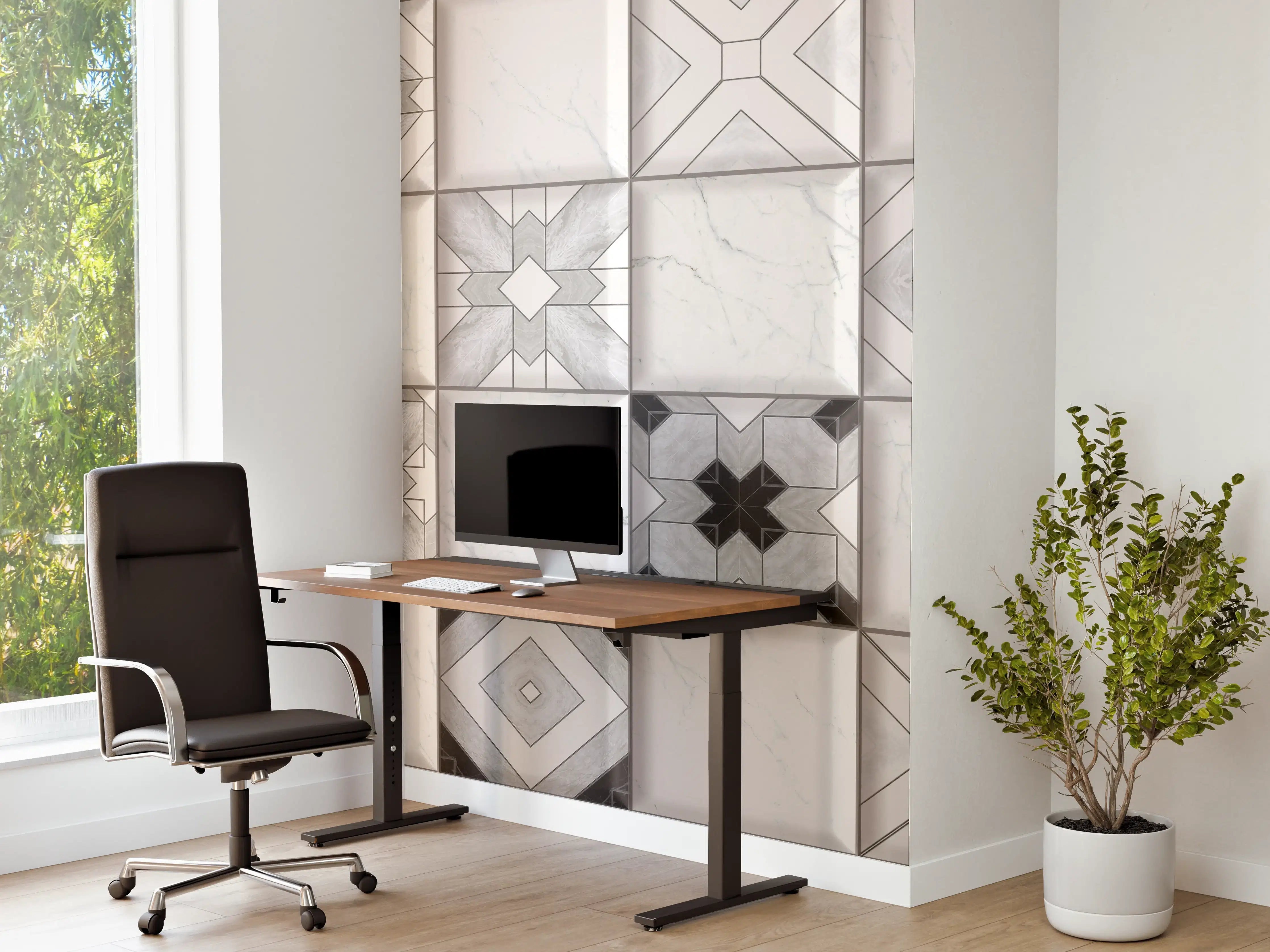 Büro Wandgestaltung - Geometrische Weiß-Grau Wandfliesen