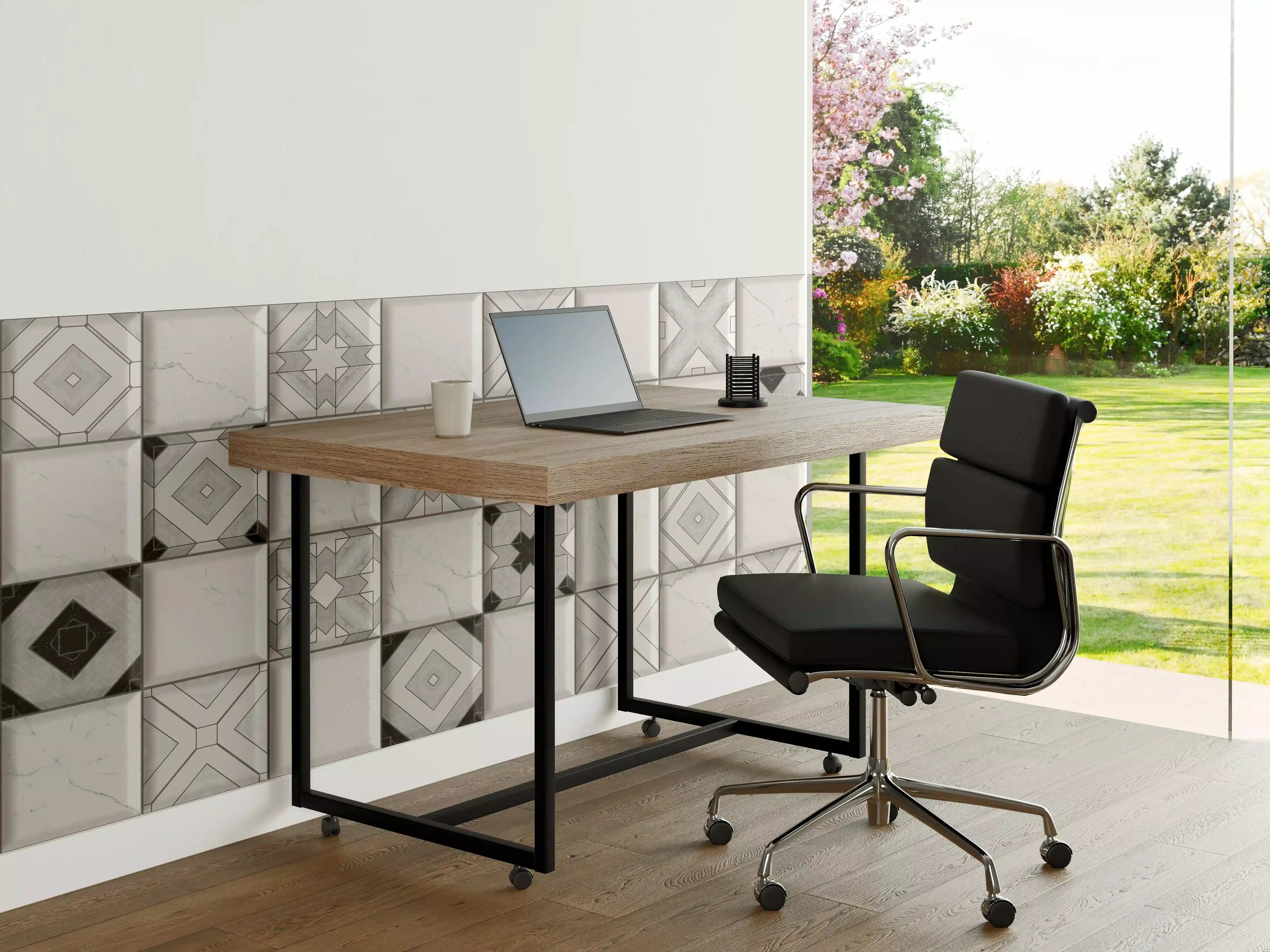 Büro Wandgestaltung - Geometrische Weiß-Grau Wandfliesen