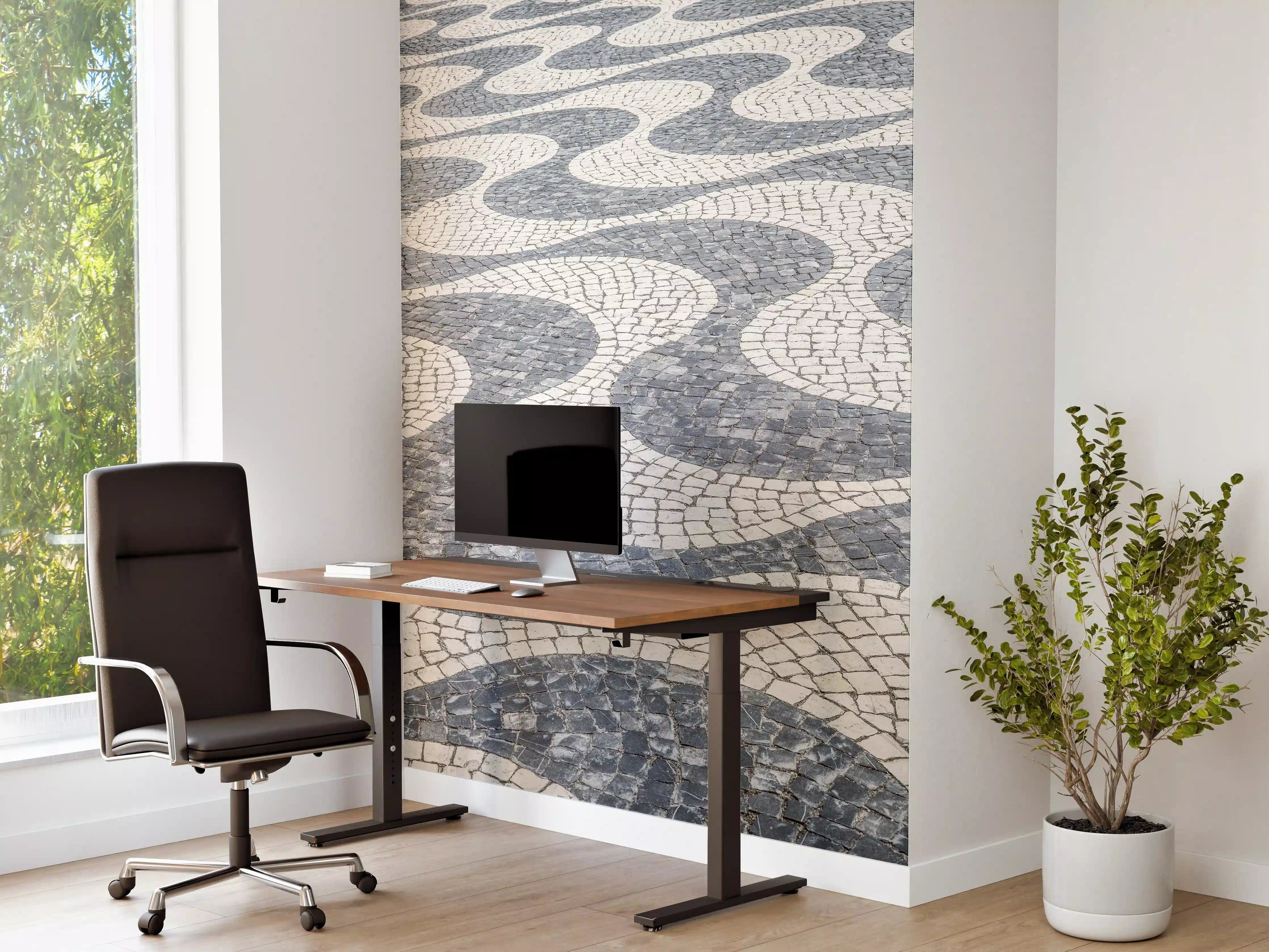 Büro Wandgestaltung - Geometrische Weiß-Schwarz-Mosaik