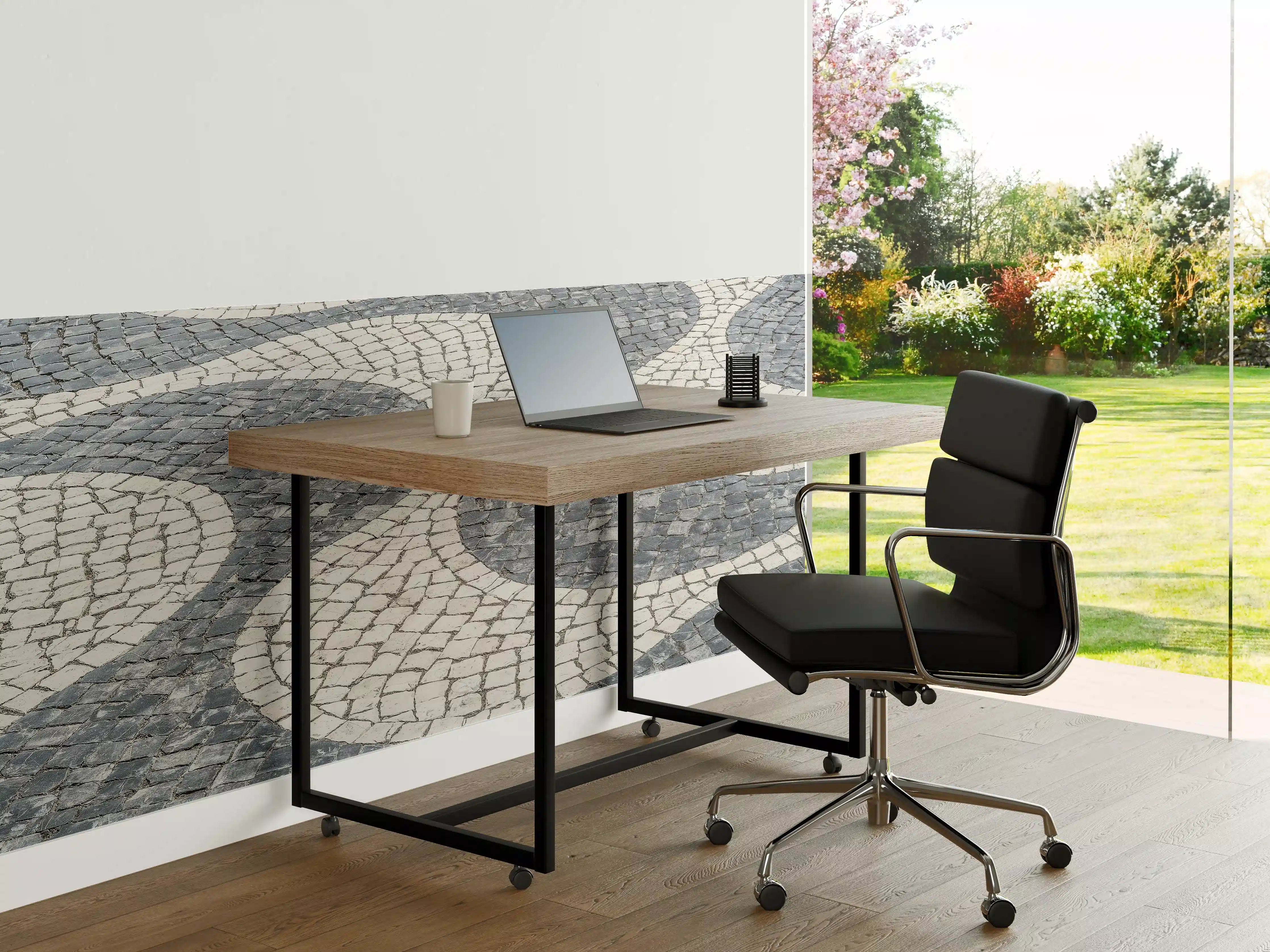 Büro Wandgestaltung - Geometrische Weiß-Schwarz-Mosaik
