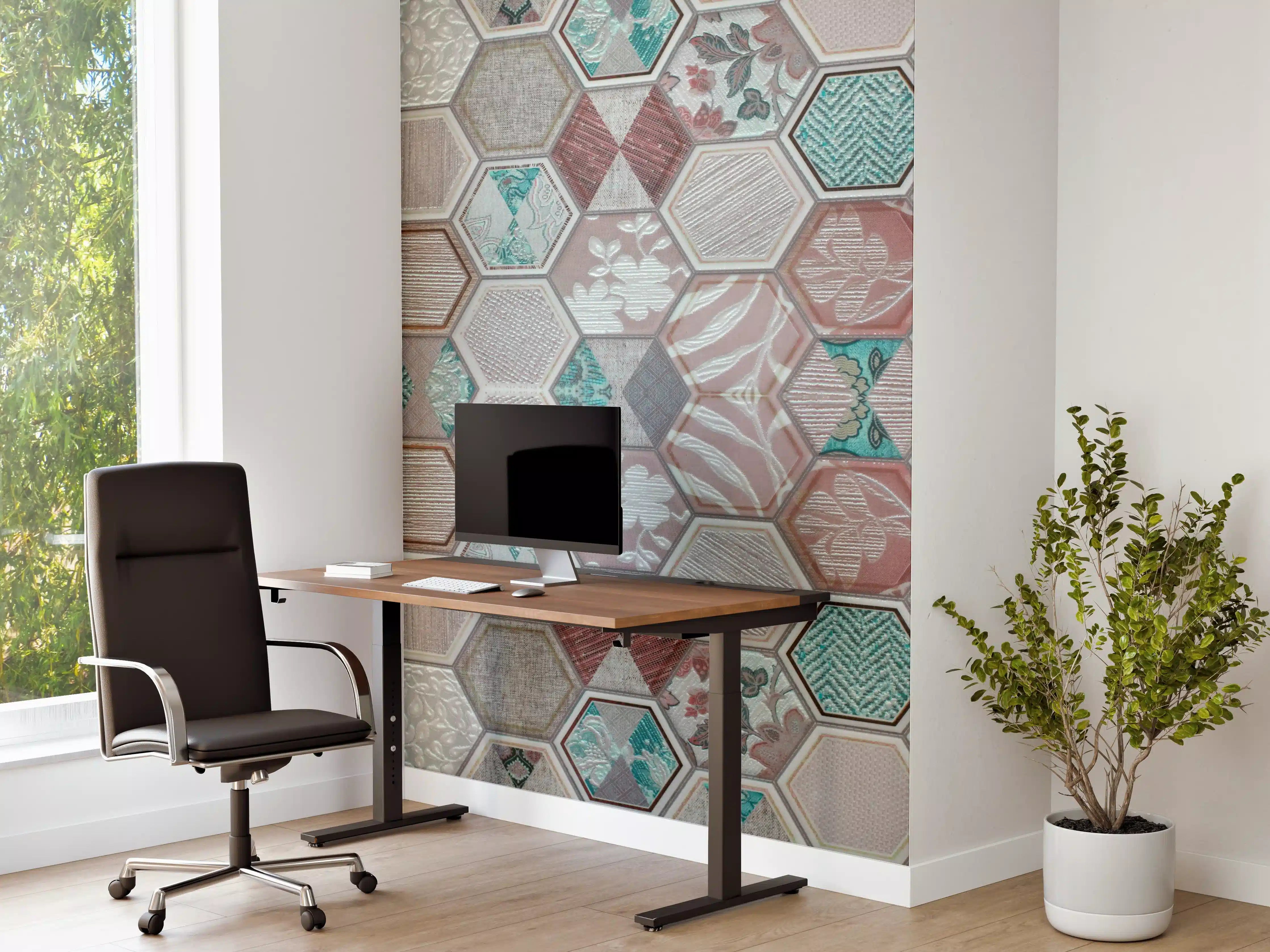 Büro Wandgestaltung - Geometrisches Hexagon-Mosaikmuster