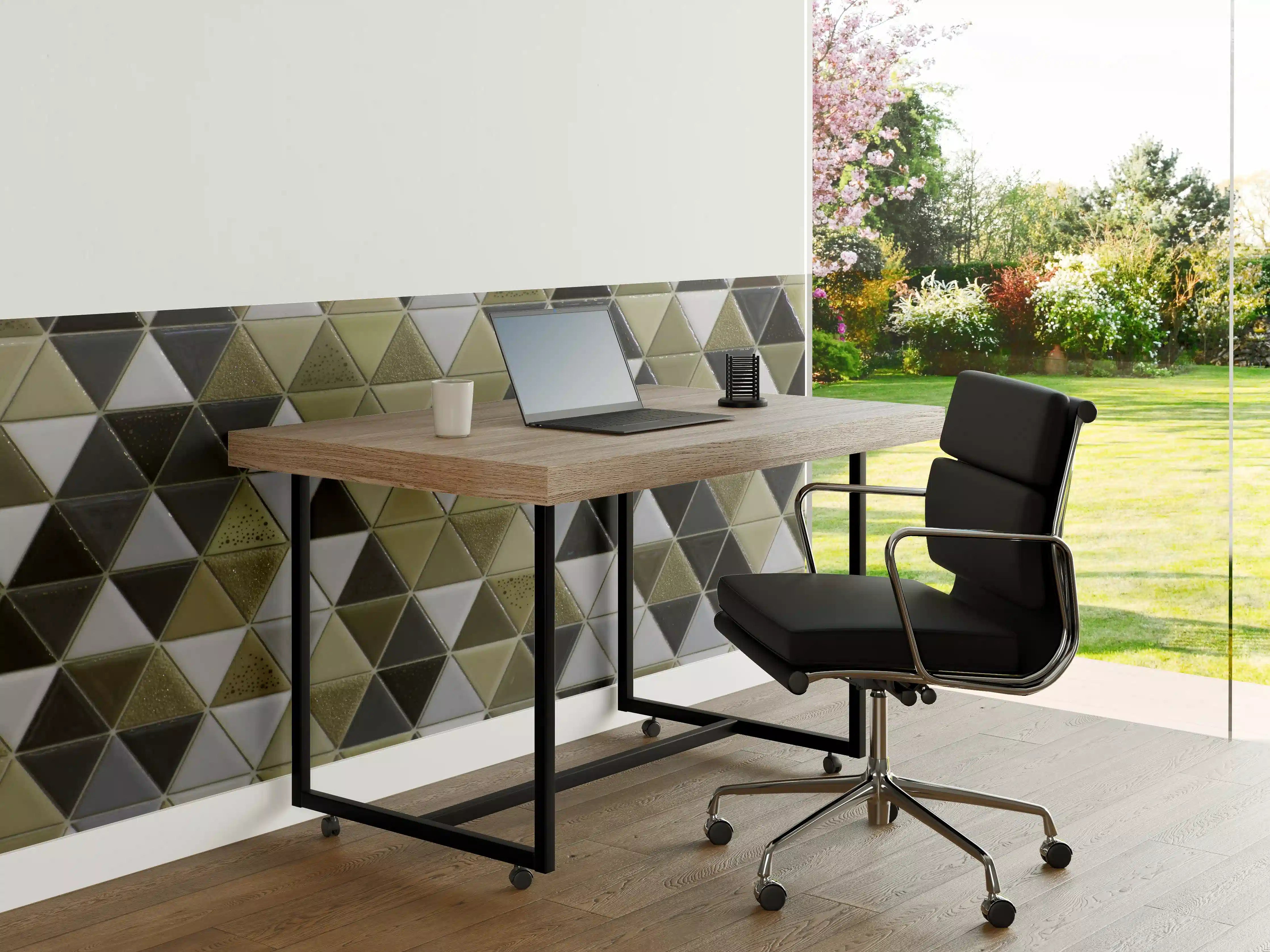 Büro Wandgestaltung - Geometrisches Mosaik Kachel Grau