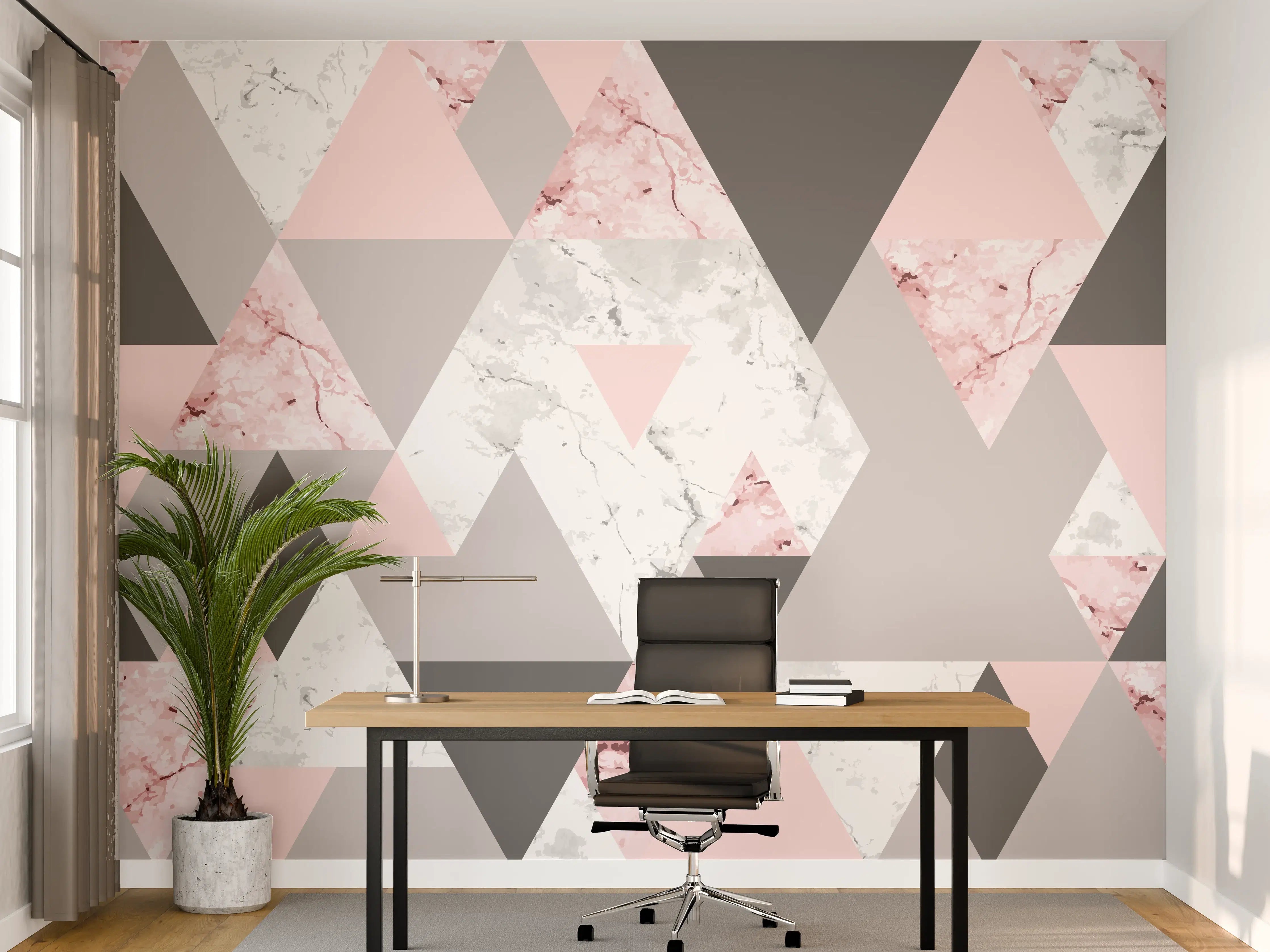 Büro Wandgestaltung - Geometrisches Rosa-Grau-Muster