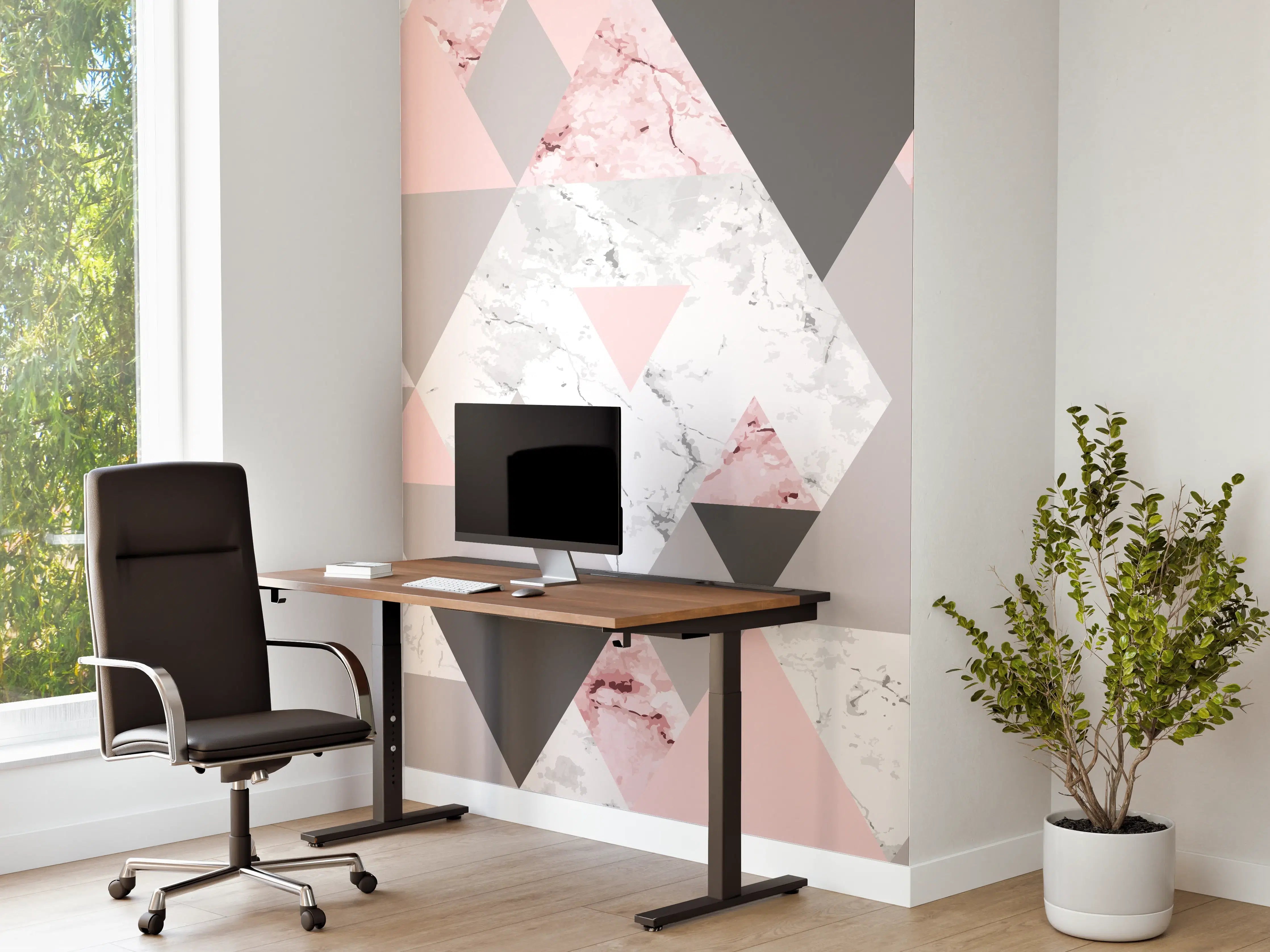 Büro Wandgestaltung - Geometrisches Rosa-Grau-Muster