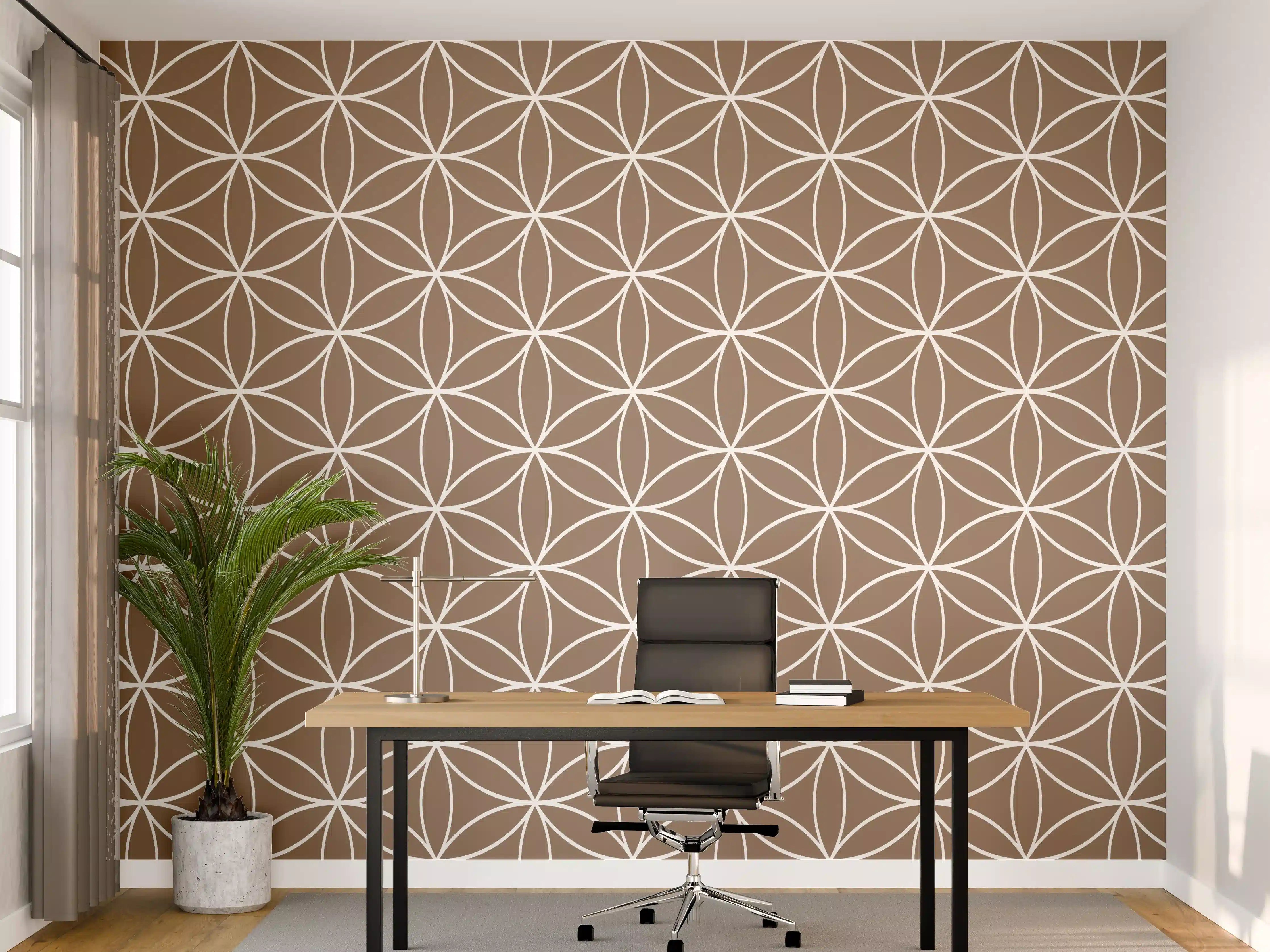 Büro Wandgestaltung - Geometrisches Wandmuster in warmem Braun