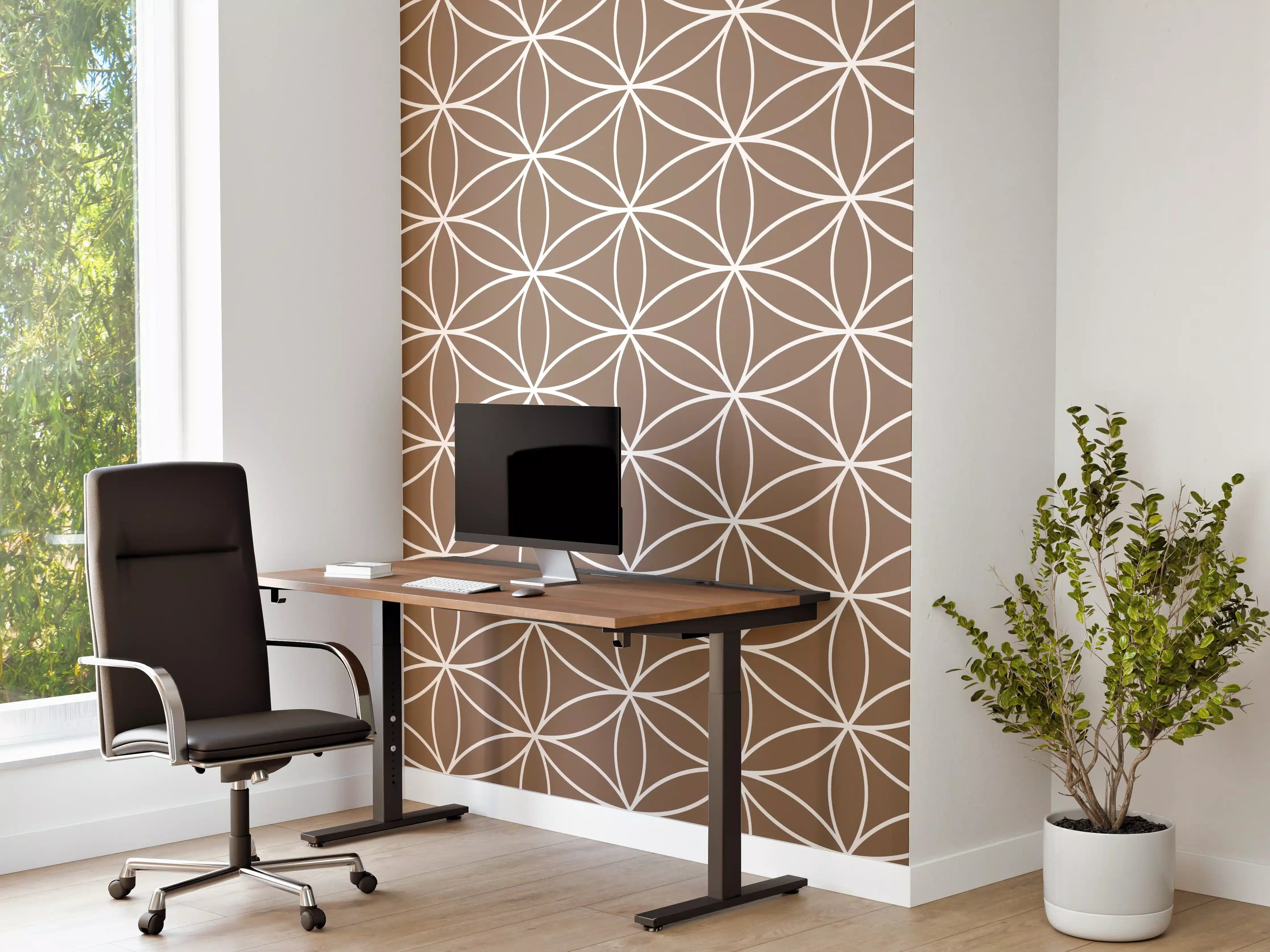Büro Wandgestaltung - Geometrisches Wandmuster in warmem Braun
