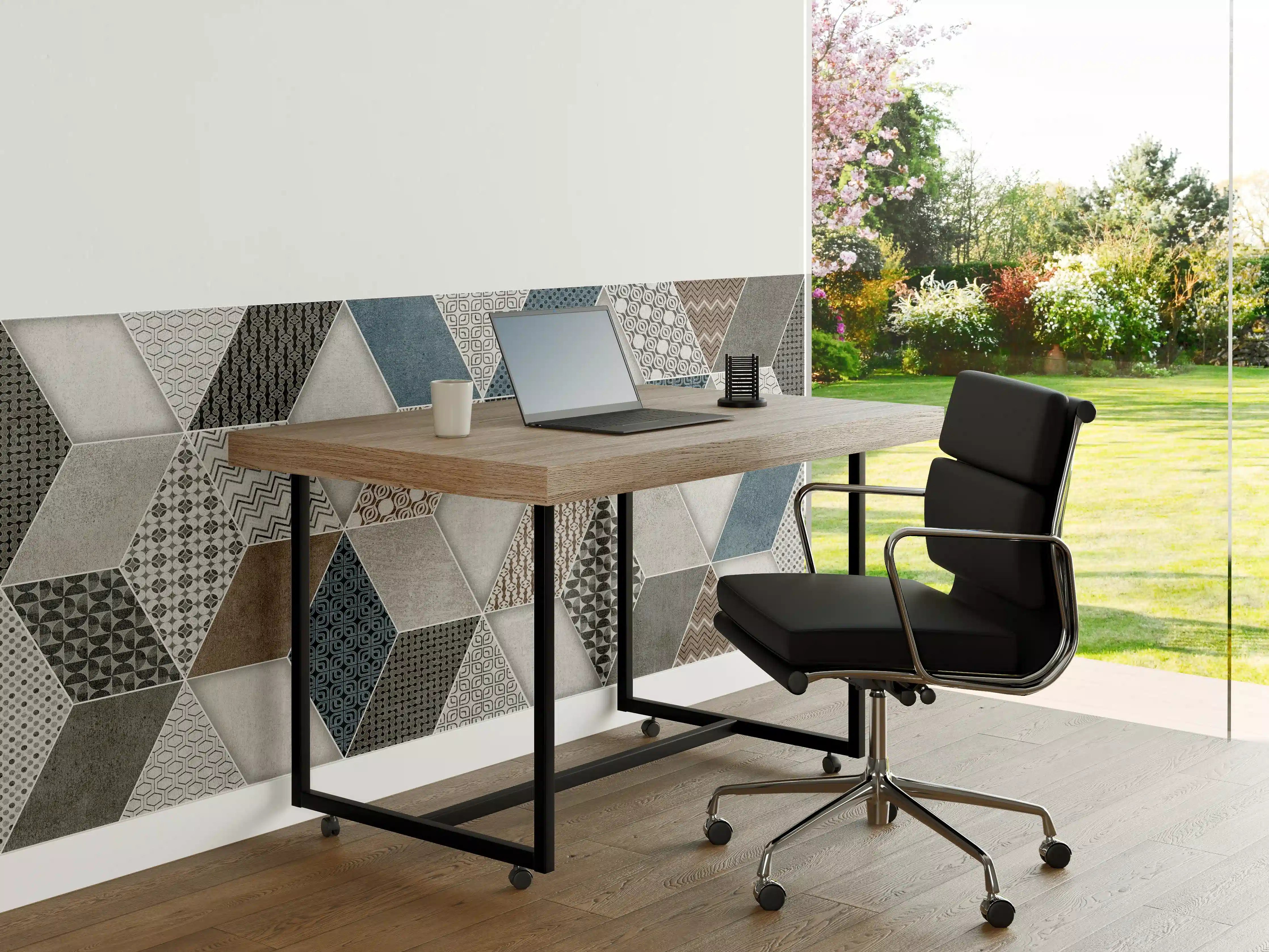 Büro Wandgestaltung - Geometrischse Retro-Fliesen Muster