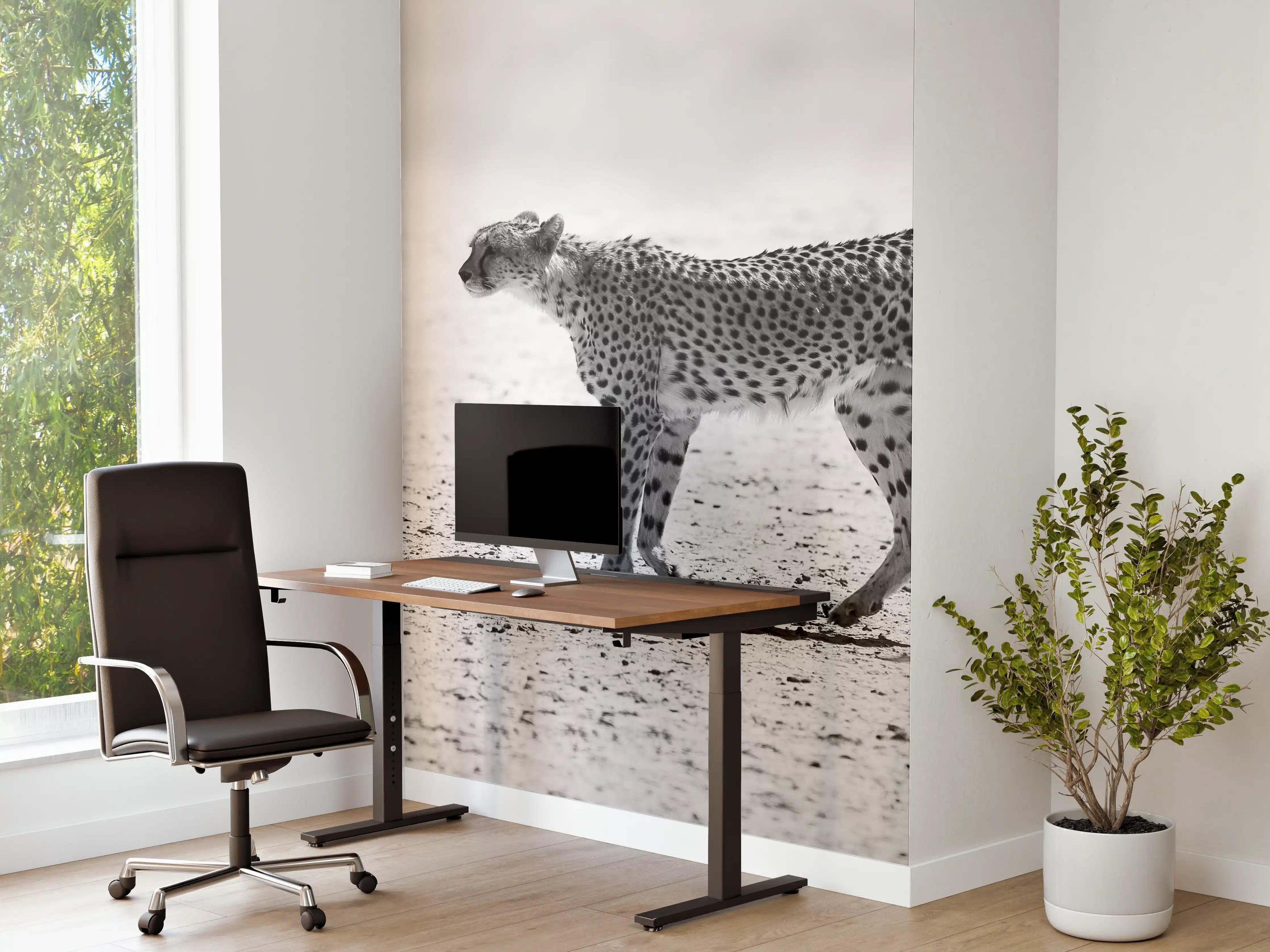 Büro Wandgestaltung - Gepard - schwarz-weiß