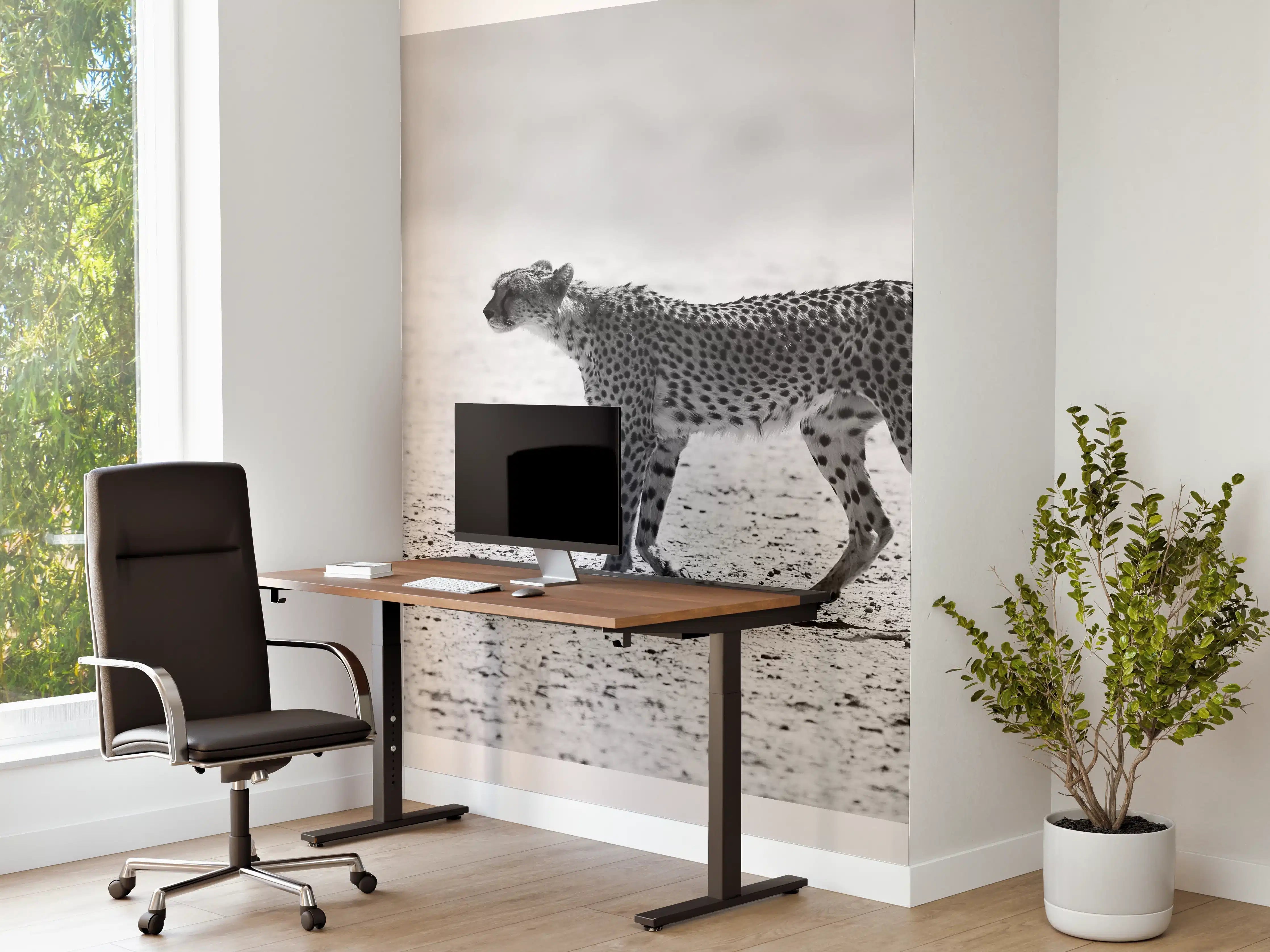 Büro Wandgestaltung - Gepard in Schwarz-Weiß