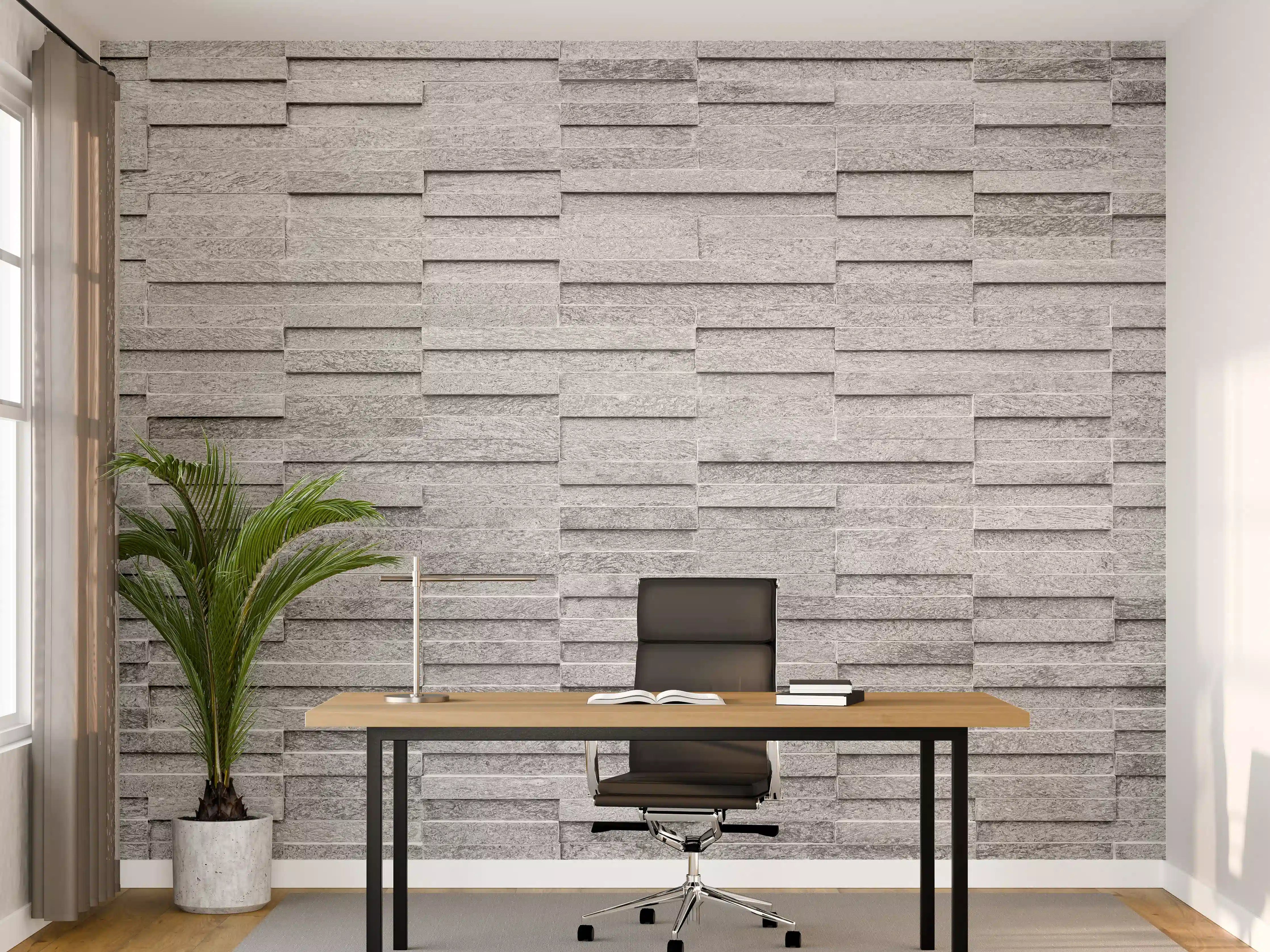 Büro Wandgestaltung - Geriffelte gräuliche Backsteinmauer