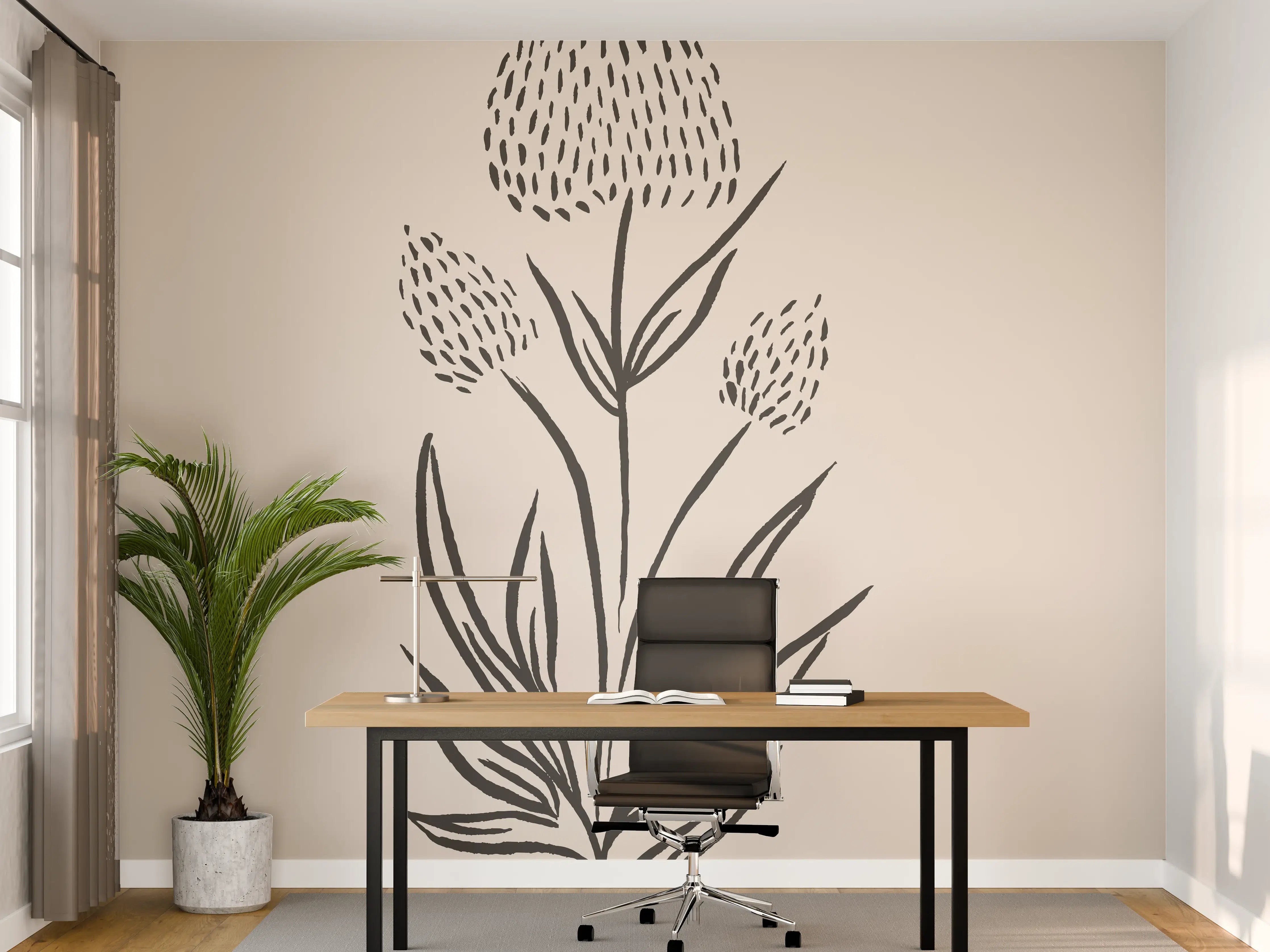 Büro Wandgestaltung - Gestrichelte Blume