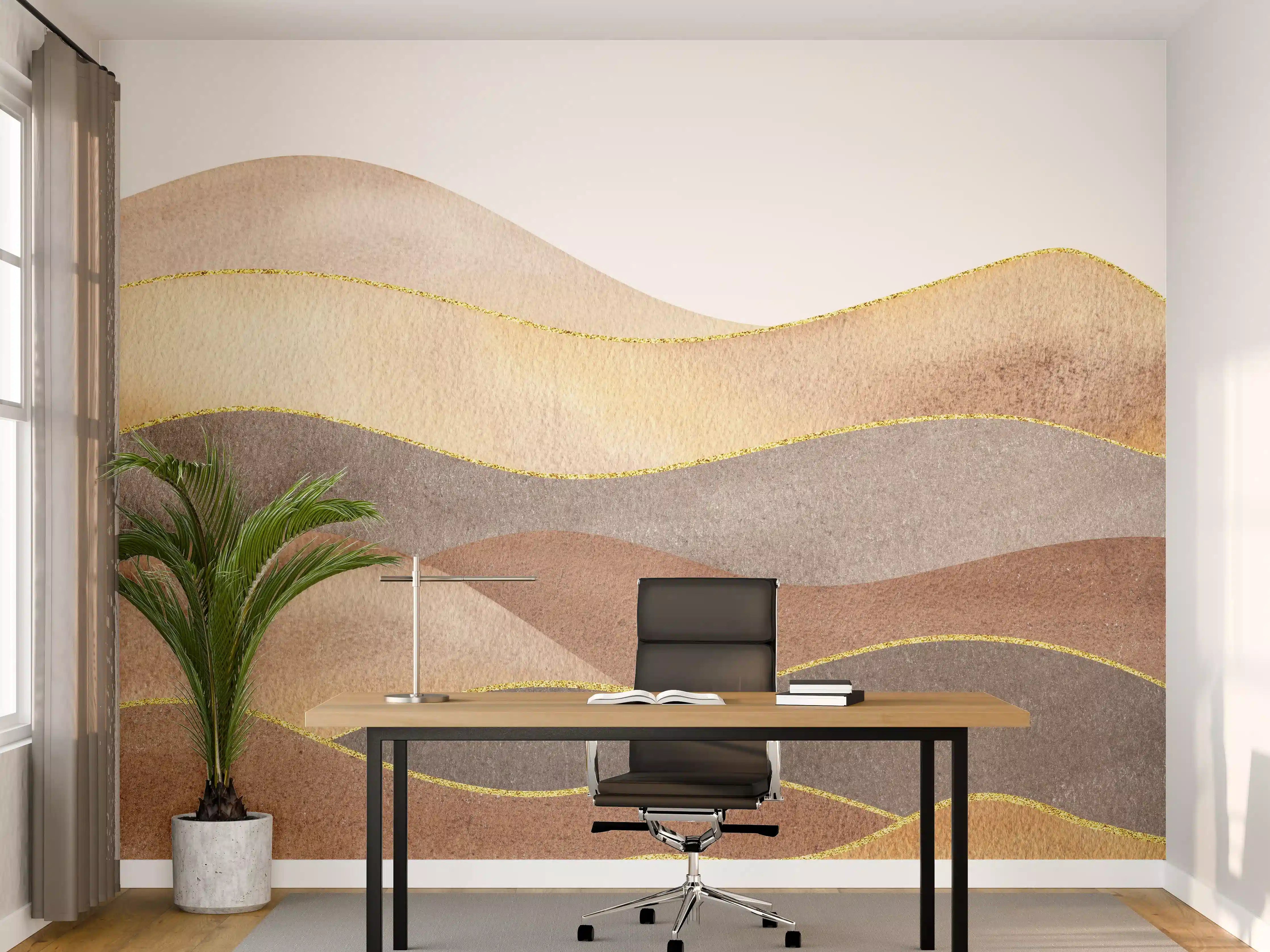 Büro Wandgestaltung - Gewellte Bergsilhouette - Aquarellformen 