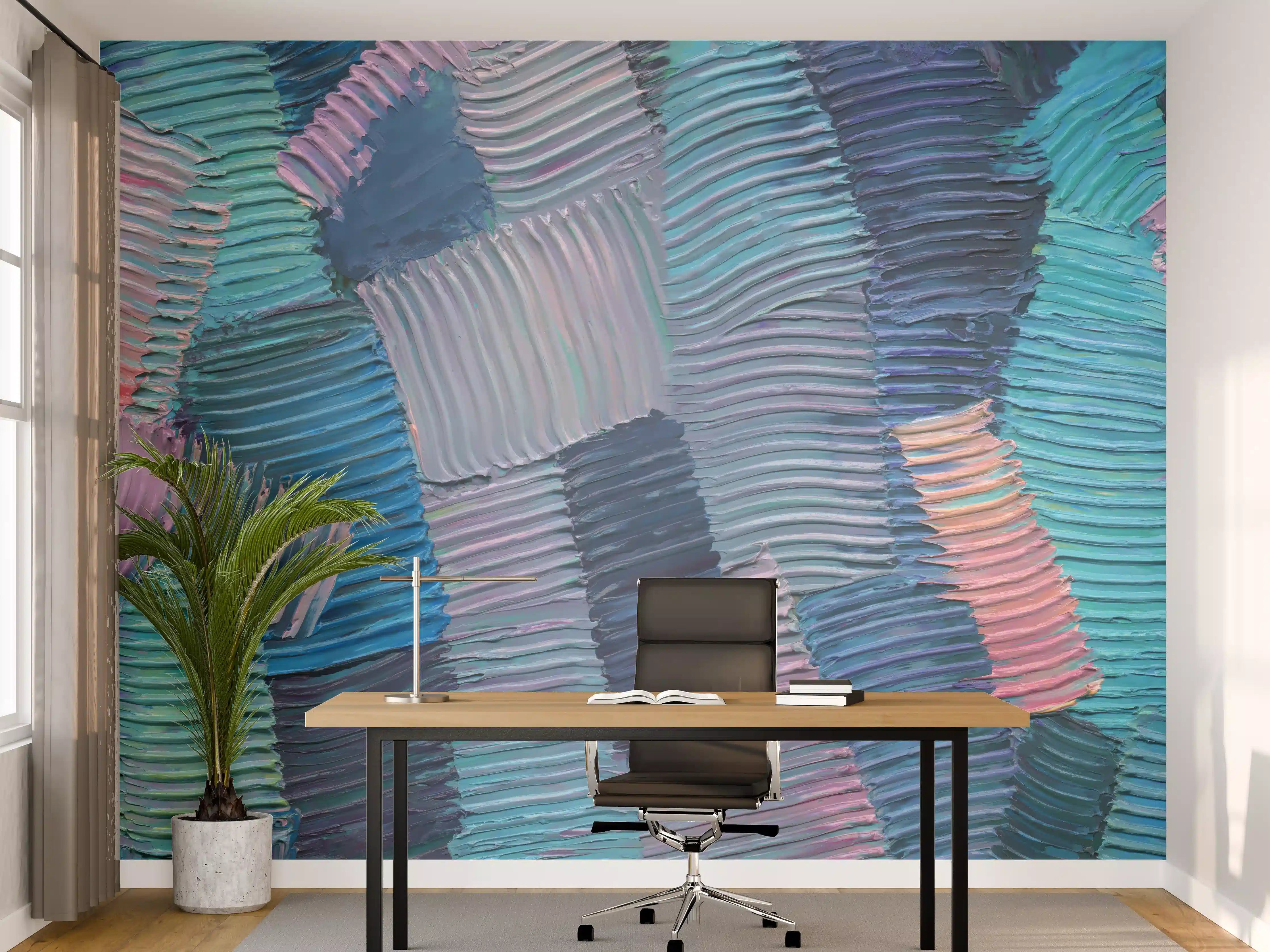 Büro Wandgestaltung - Gewellte Ölfarbentexturen
