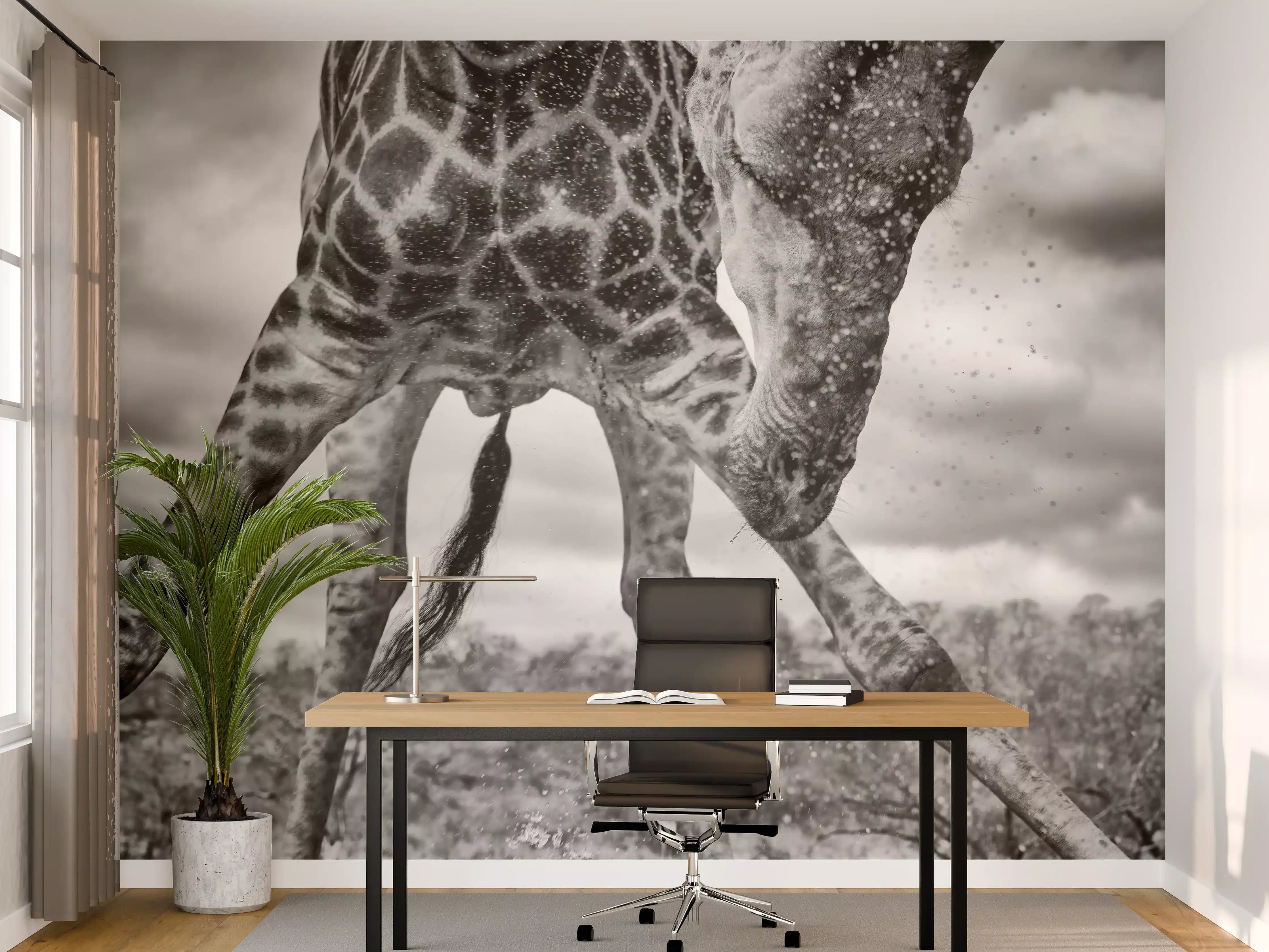 Büro Wandgestaltung - Giraffe Schwarz-Weiß Splish