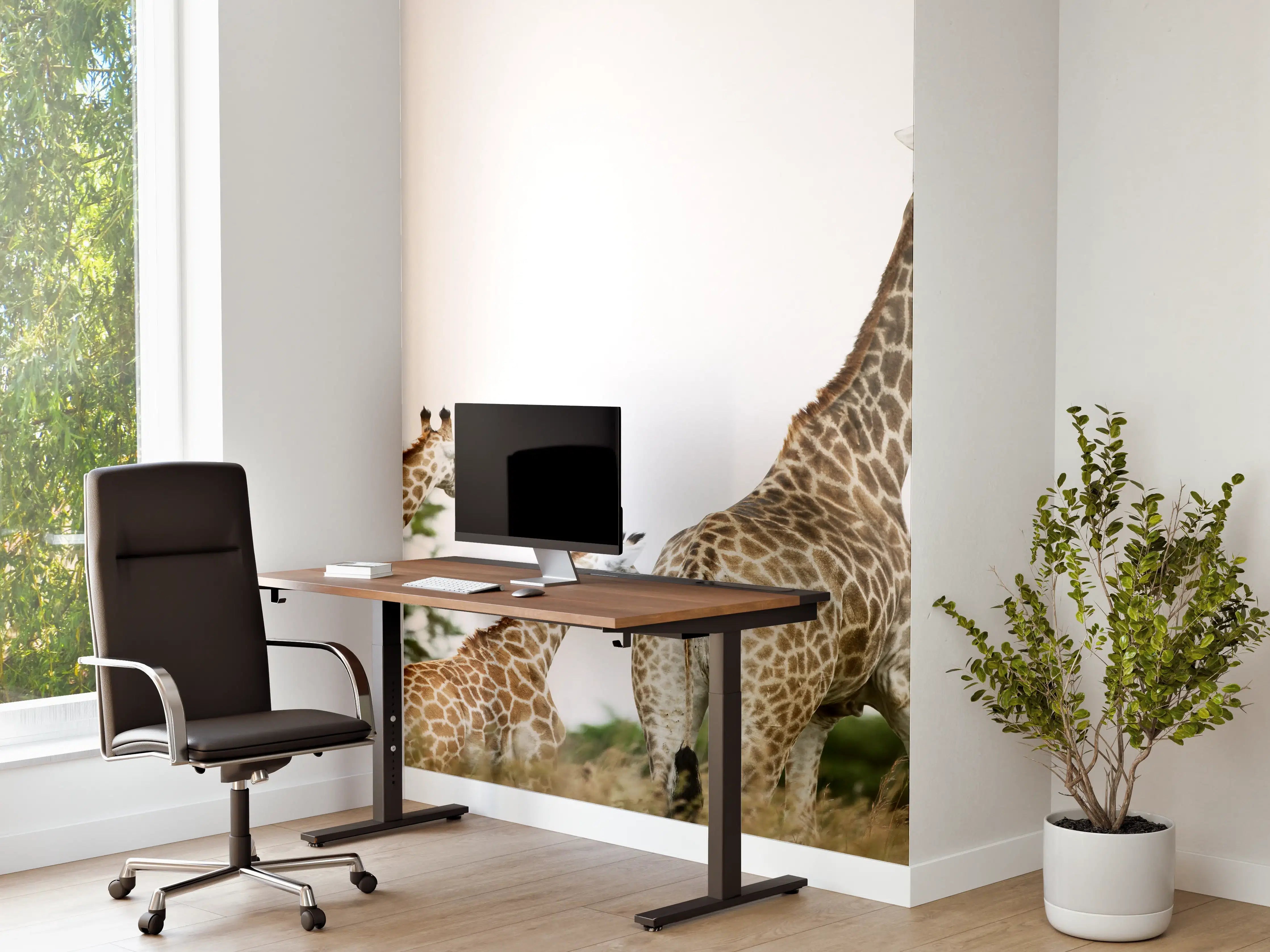 Büro Wandgestaltung - Giraffen Familie - hell