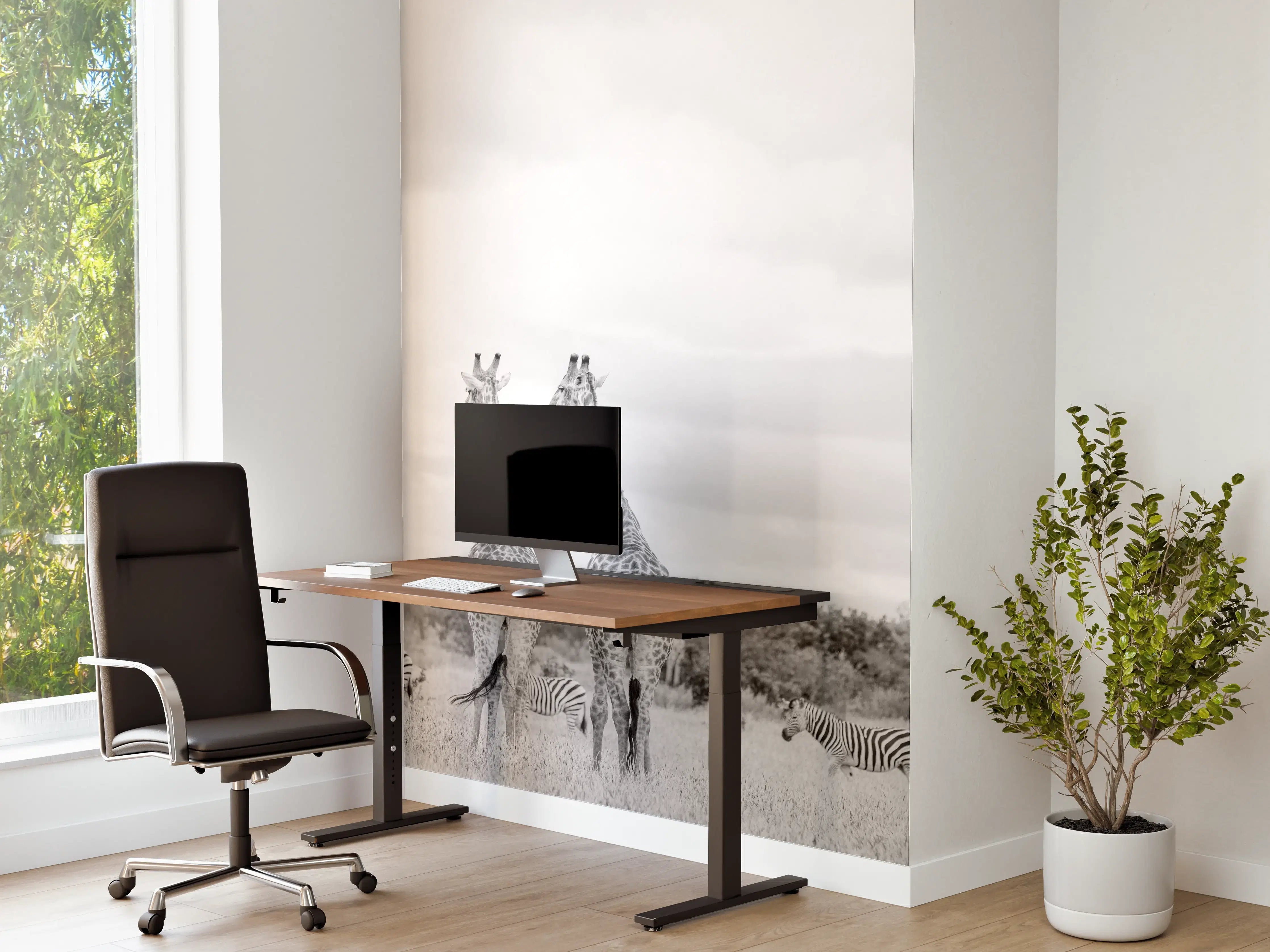 Büro Wandgestaltung - Giraffen und Zebras - schwarz-weiß