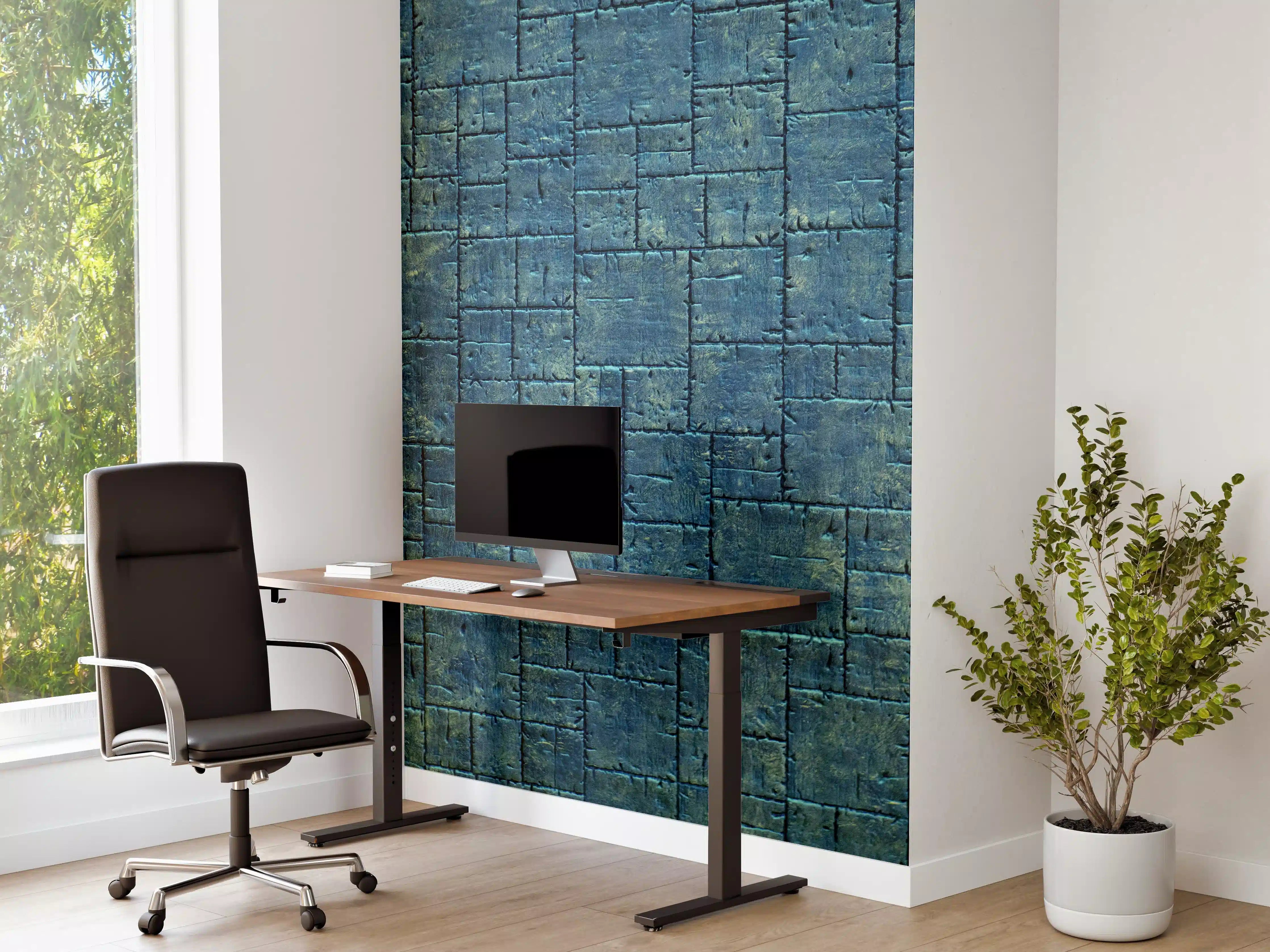 Büro Wandgestaltung - Glänzende Fliese in gelblichem Schimmer 