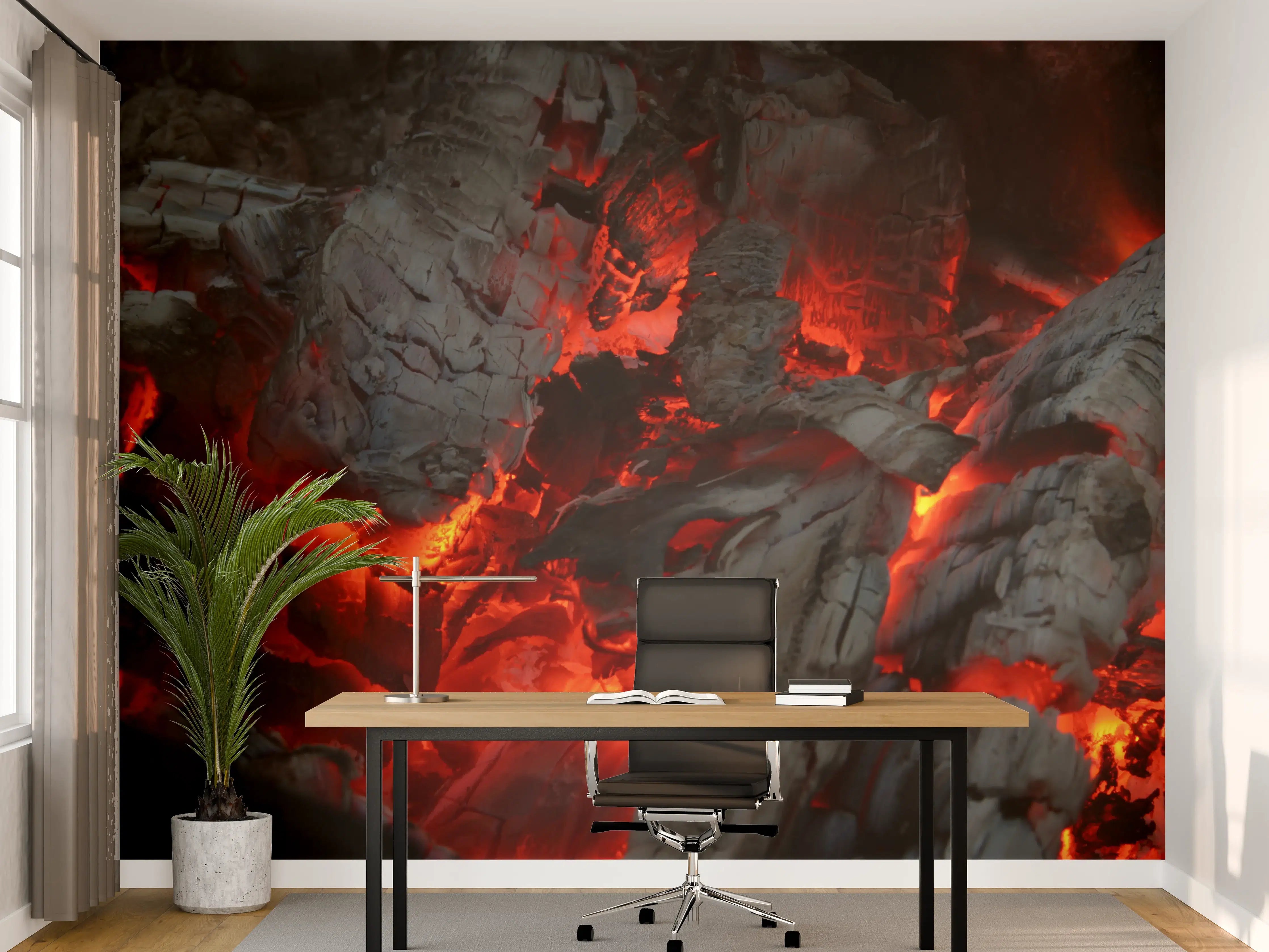 Büro Wandgestaltung - Glühendes Feuer - Nahaufnahme
