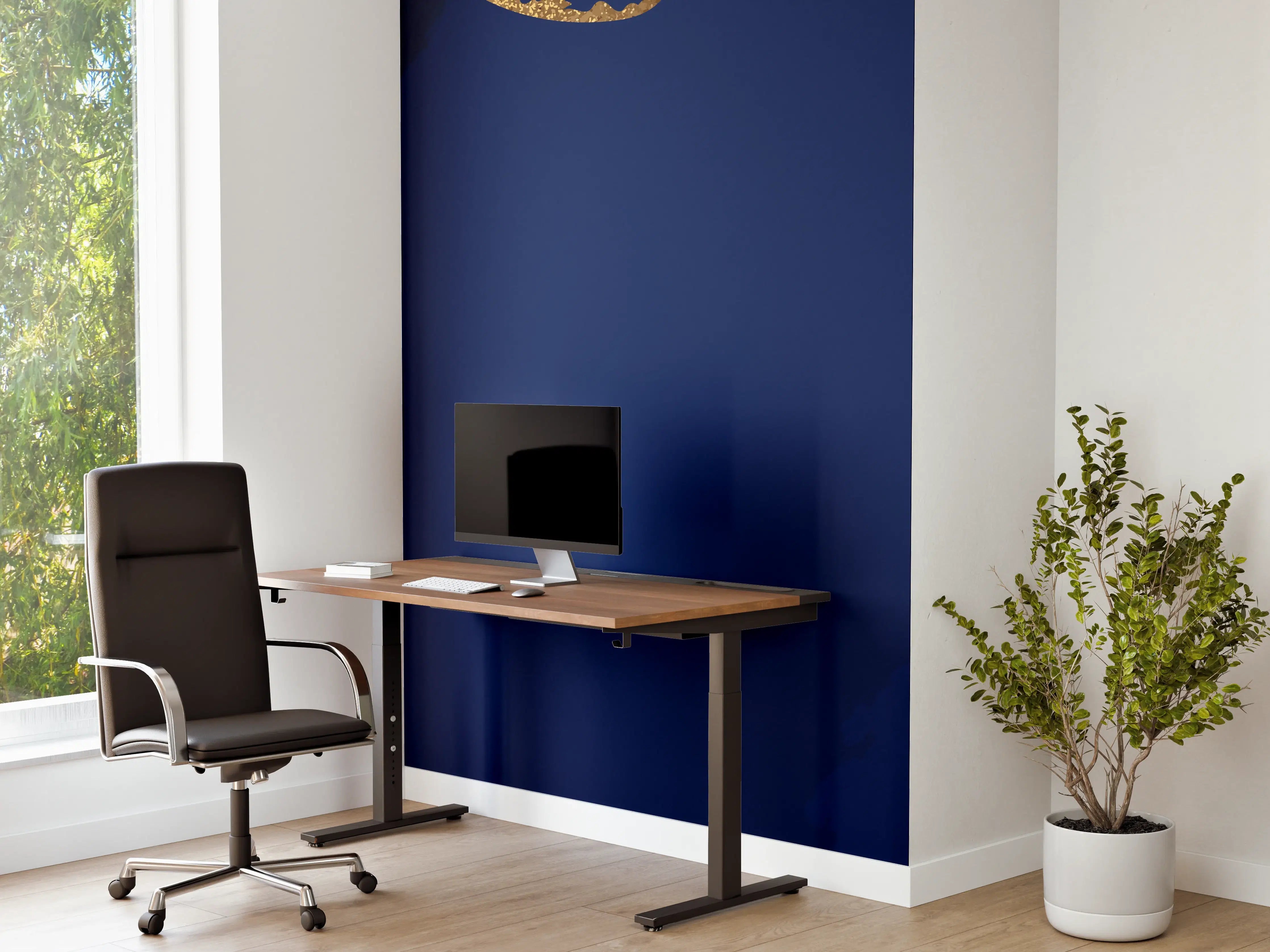Büro Wandgestaltung - Gold-Blauer Abstrakter Entwurf