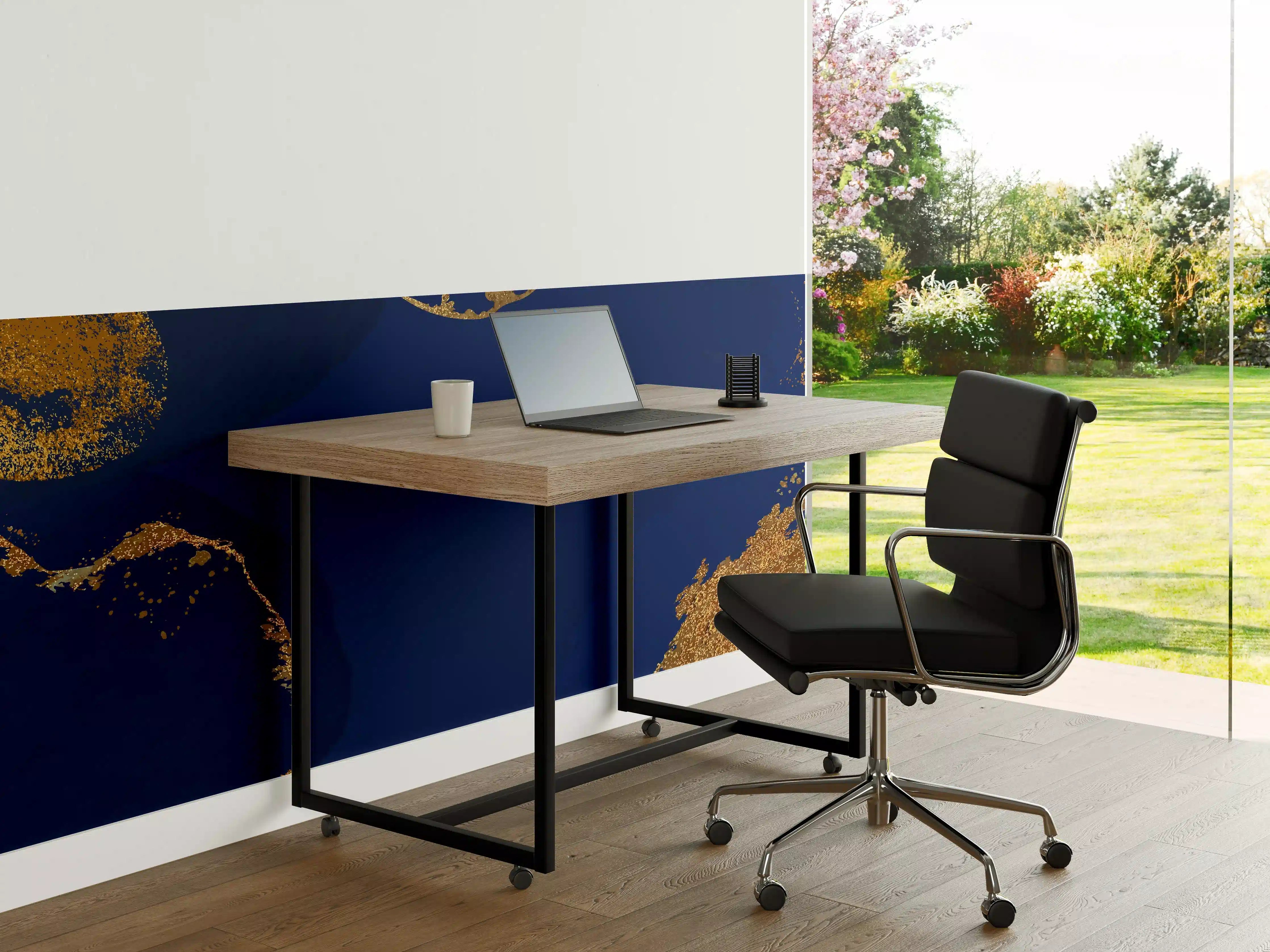 Büro Wandgestaltung - Gold-Blauer Abstrakter Entwurf