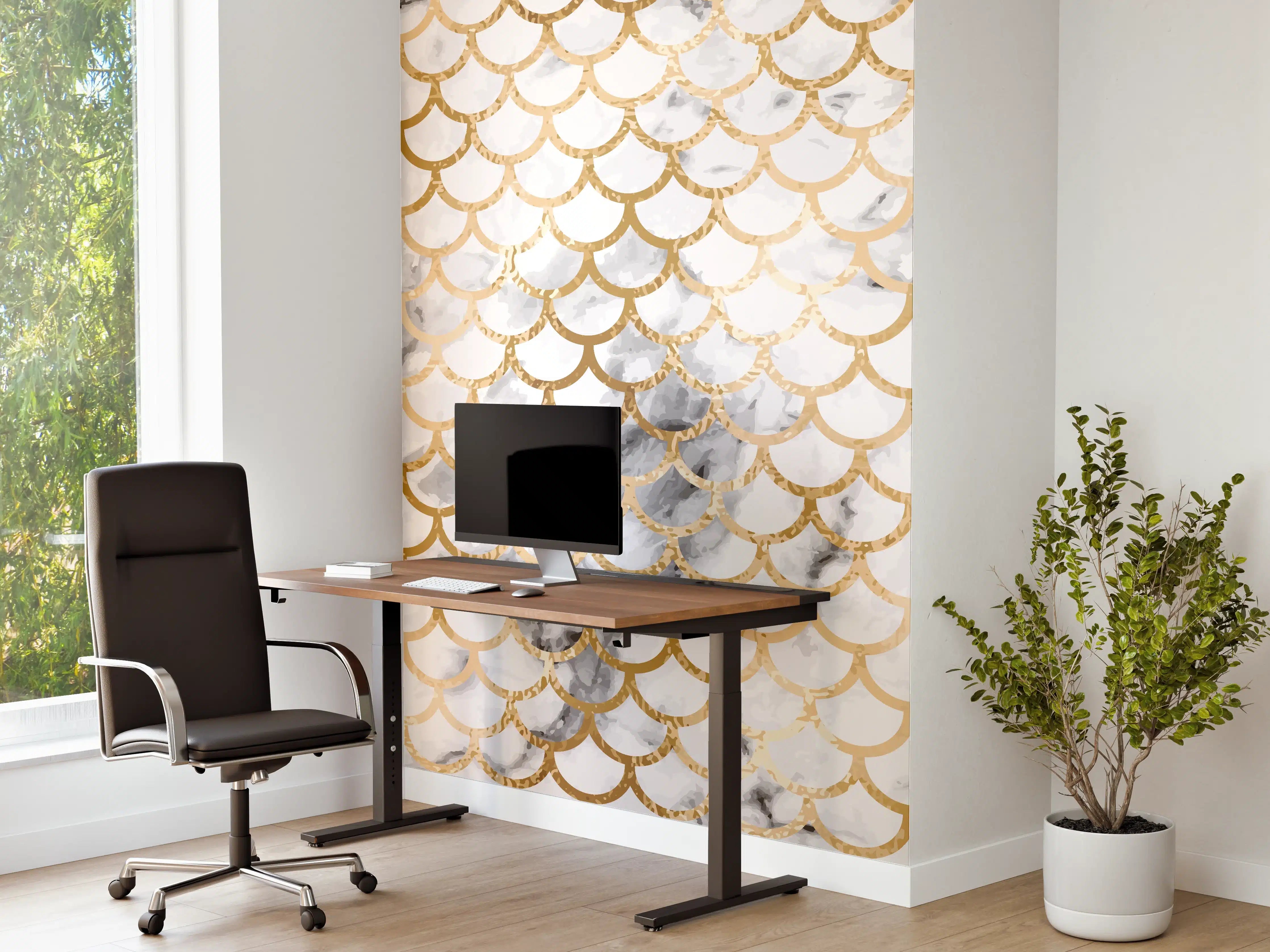 Büro Wandgestaltung - Gold Marmor Skala Muster