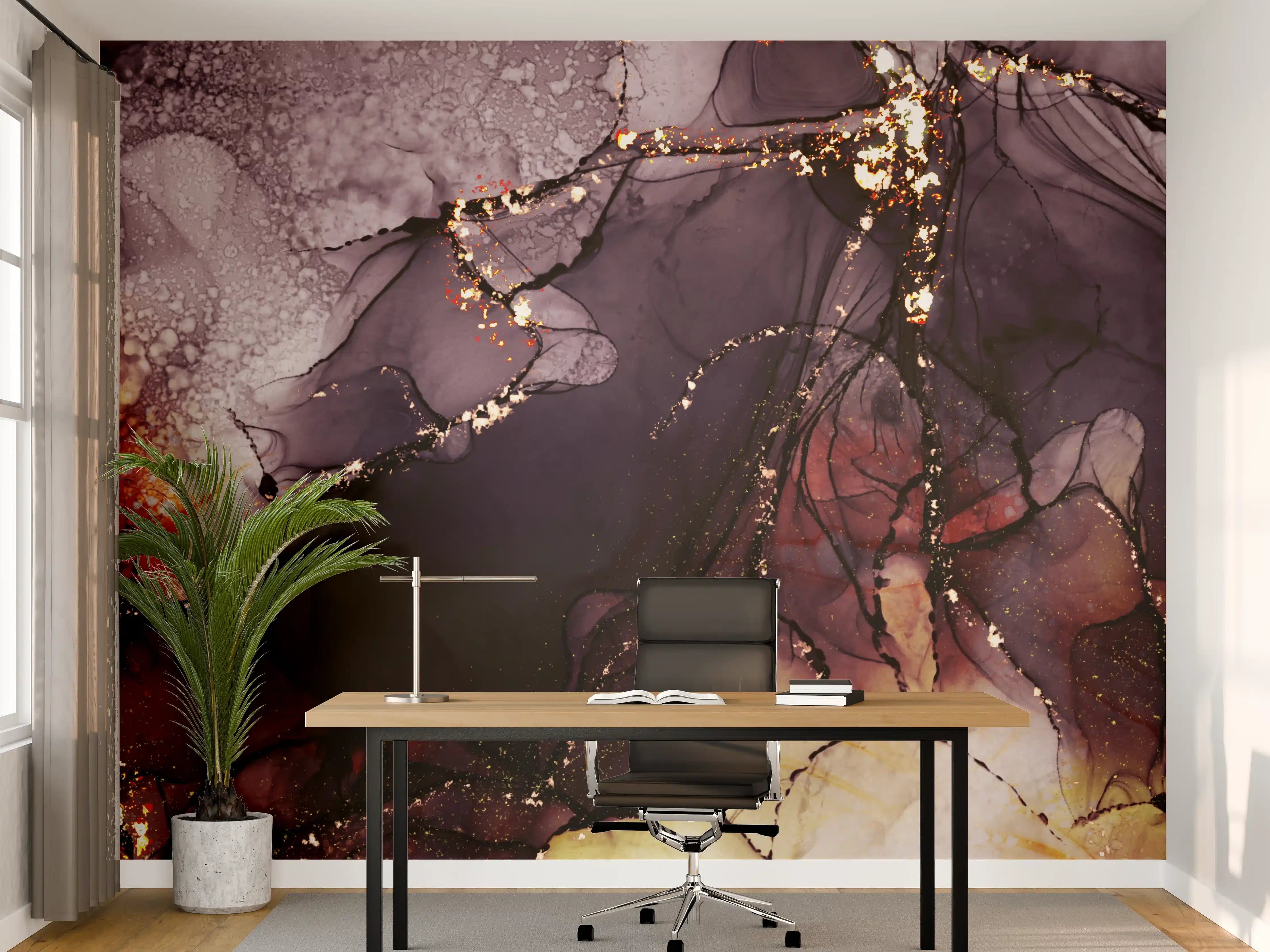 Büro Wandgestaltung - Gold-Schimmer Fluid Art Design