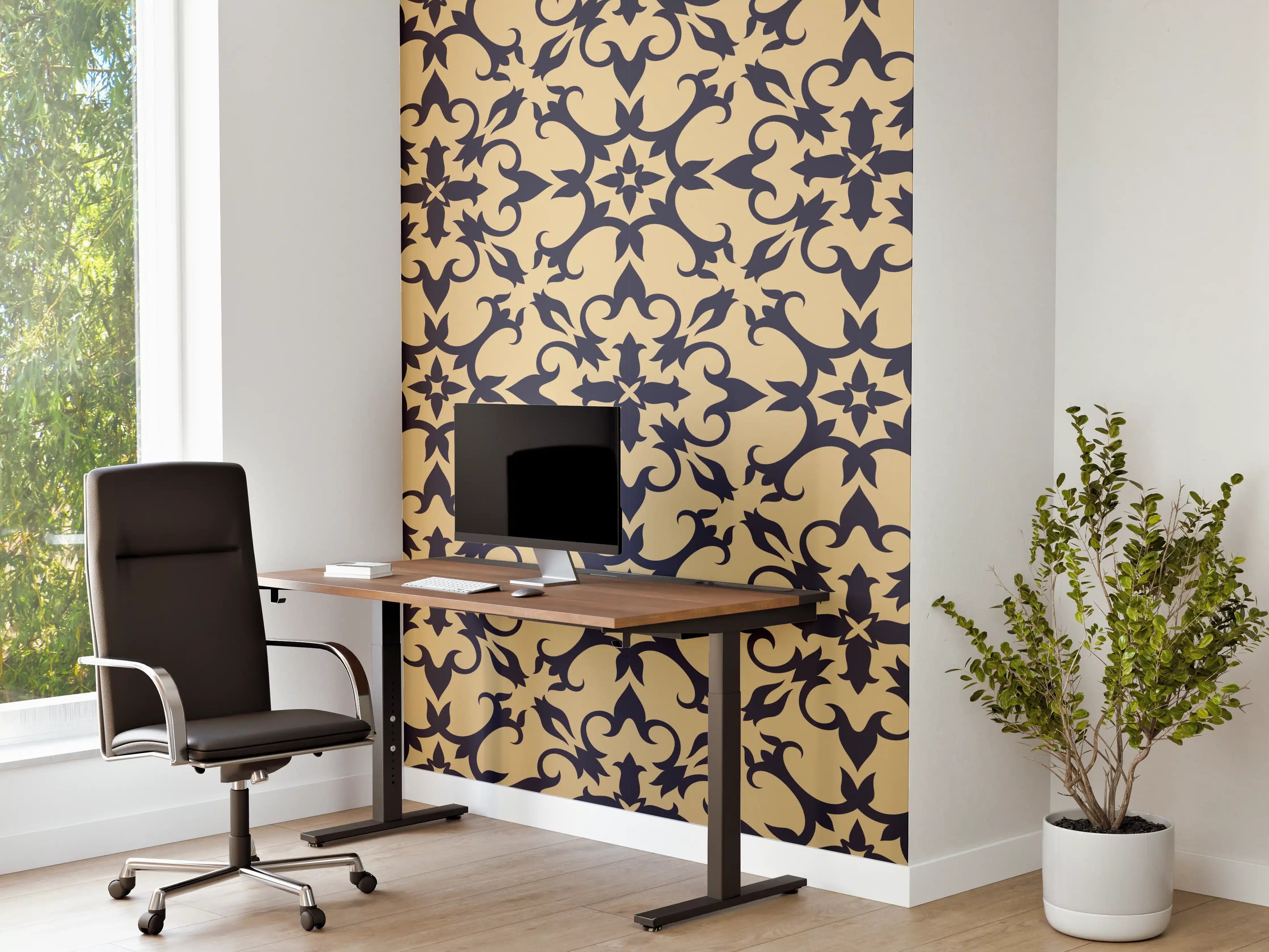 Büro Wandgestaltung - Gold-Schwarz Geometrisches Muster