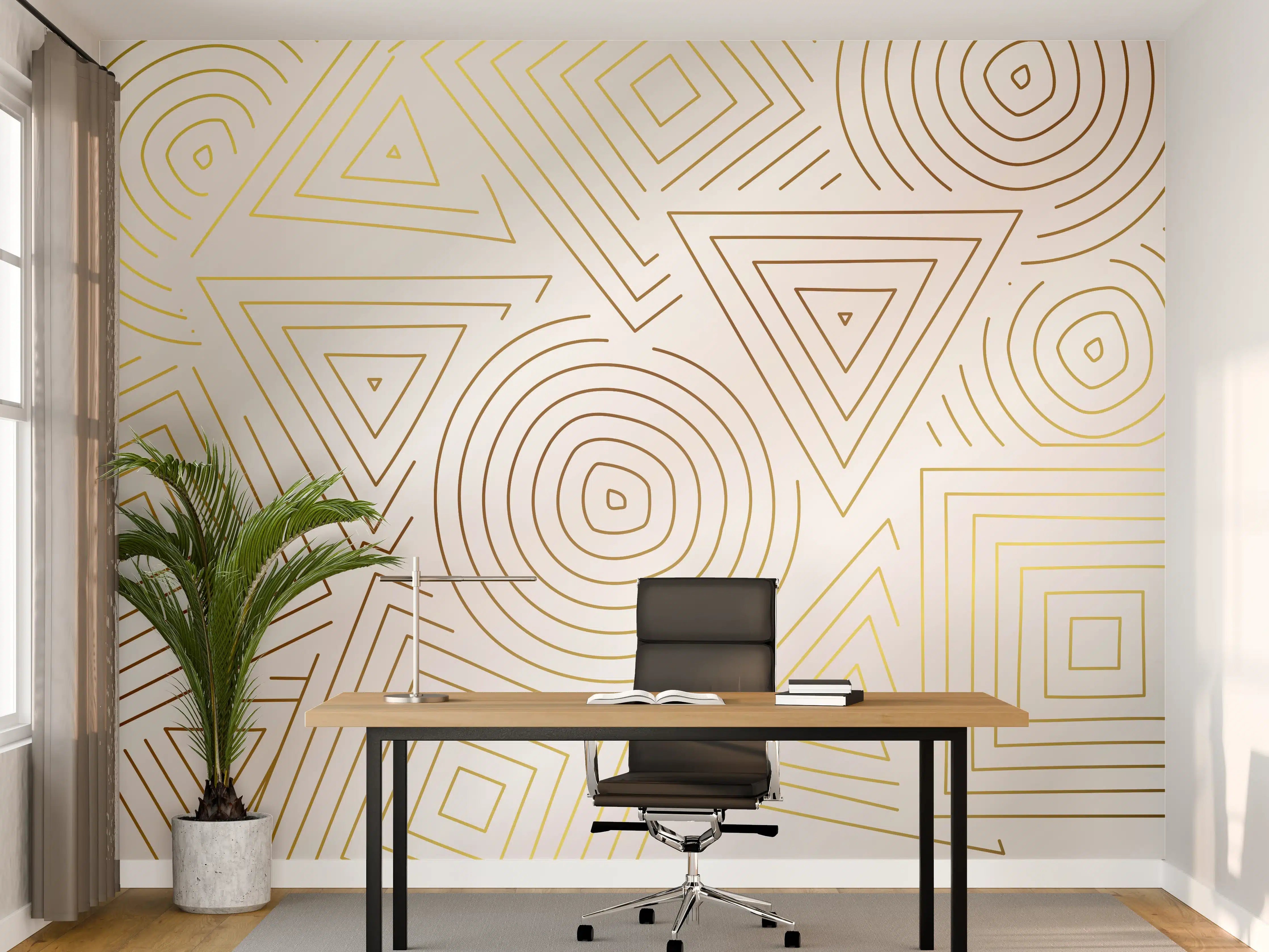 Büro Wandgestaltung - Gold-, Beige- und Graumuster