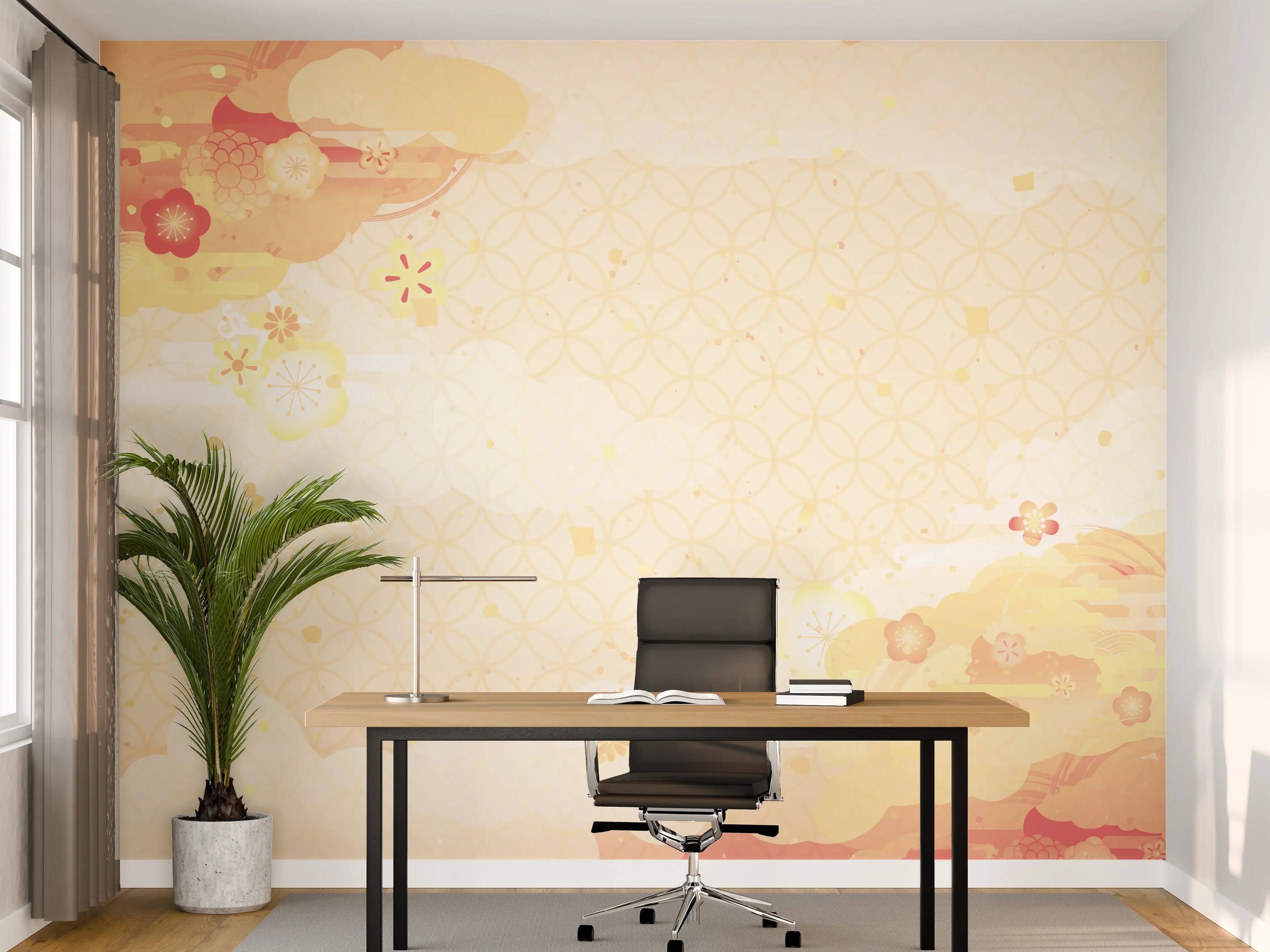 Büro Wandgestaltung - Goldbeige Abstrakte Musterkunst