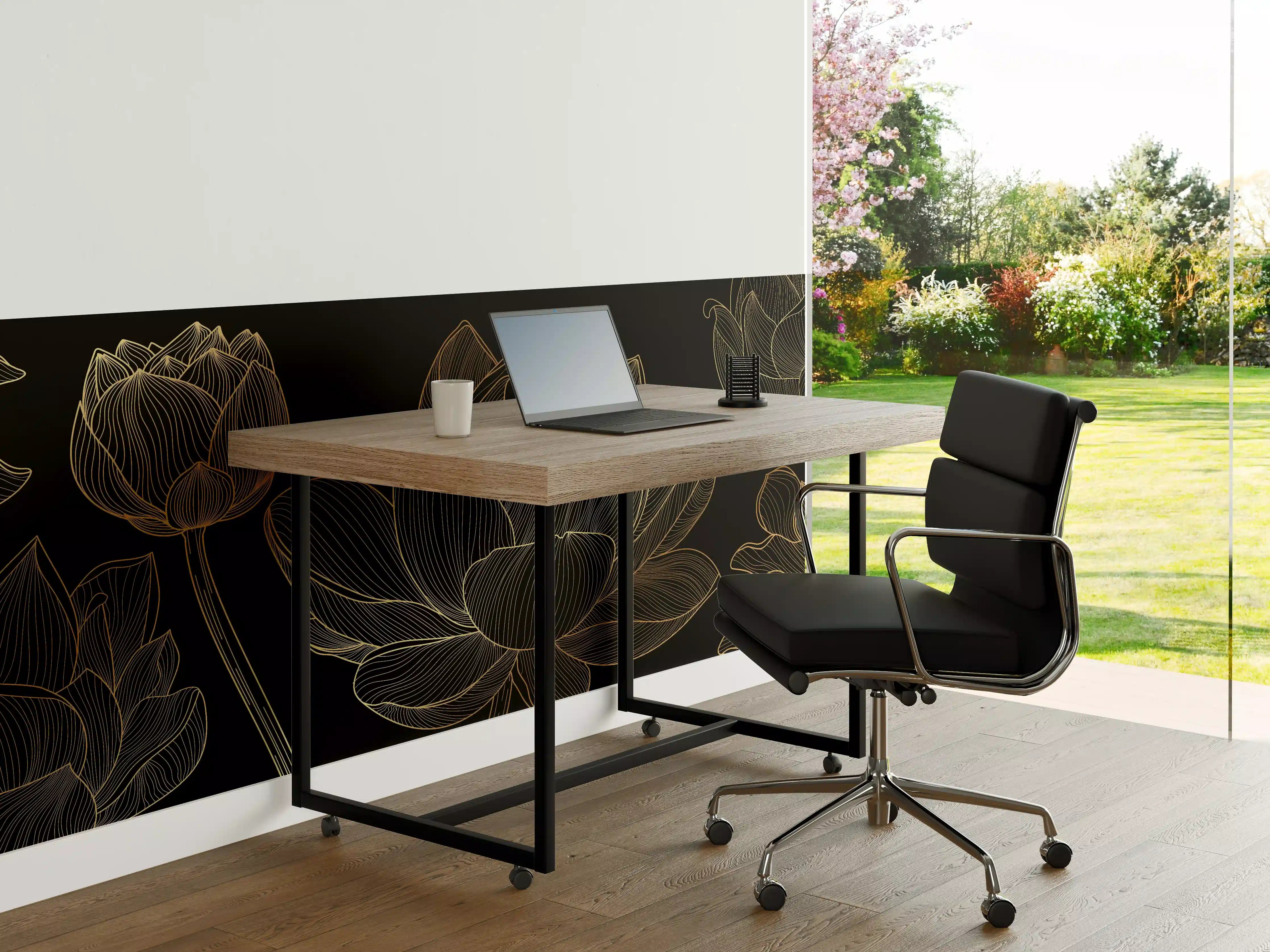 Büro Wandgestaltung - Golden Floral Lineart