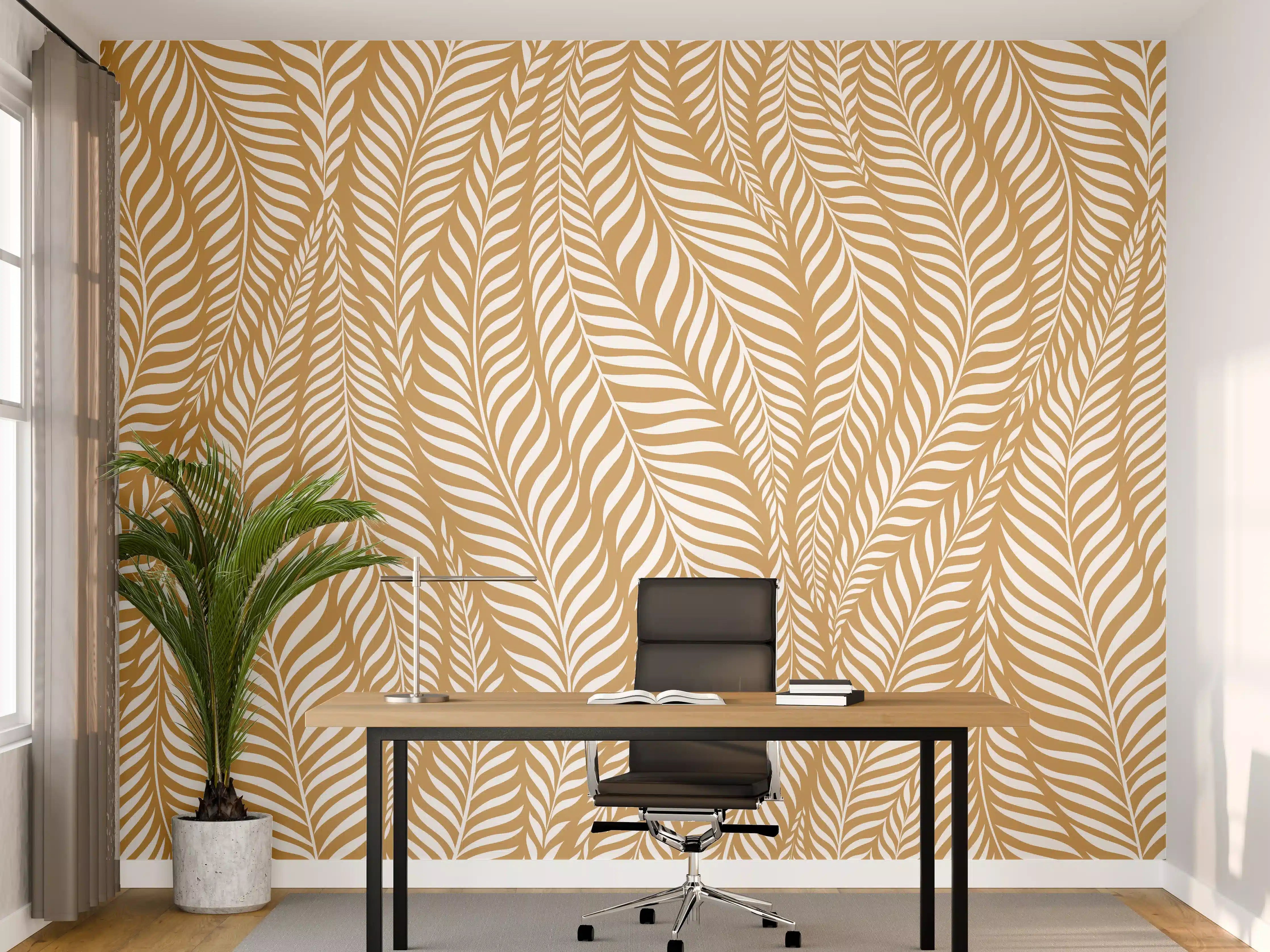 Büro Wandgestaltung - Goldene Blätter-Muster