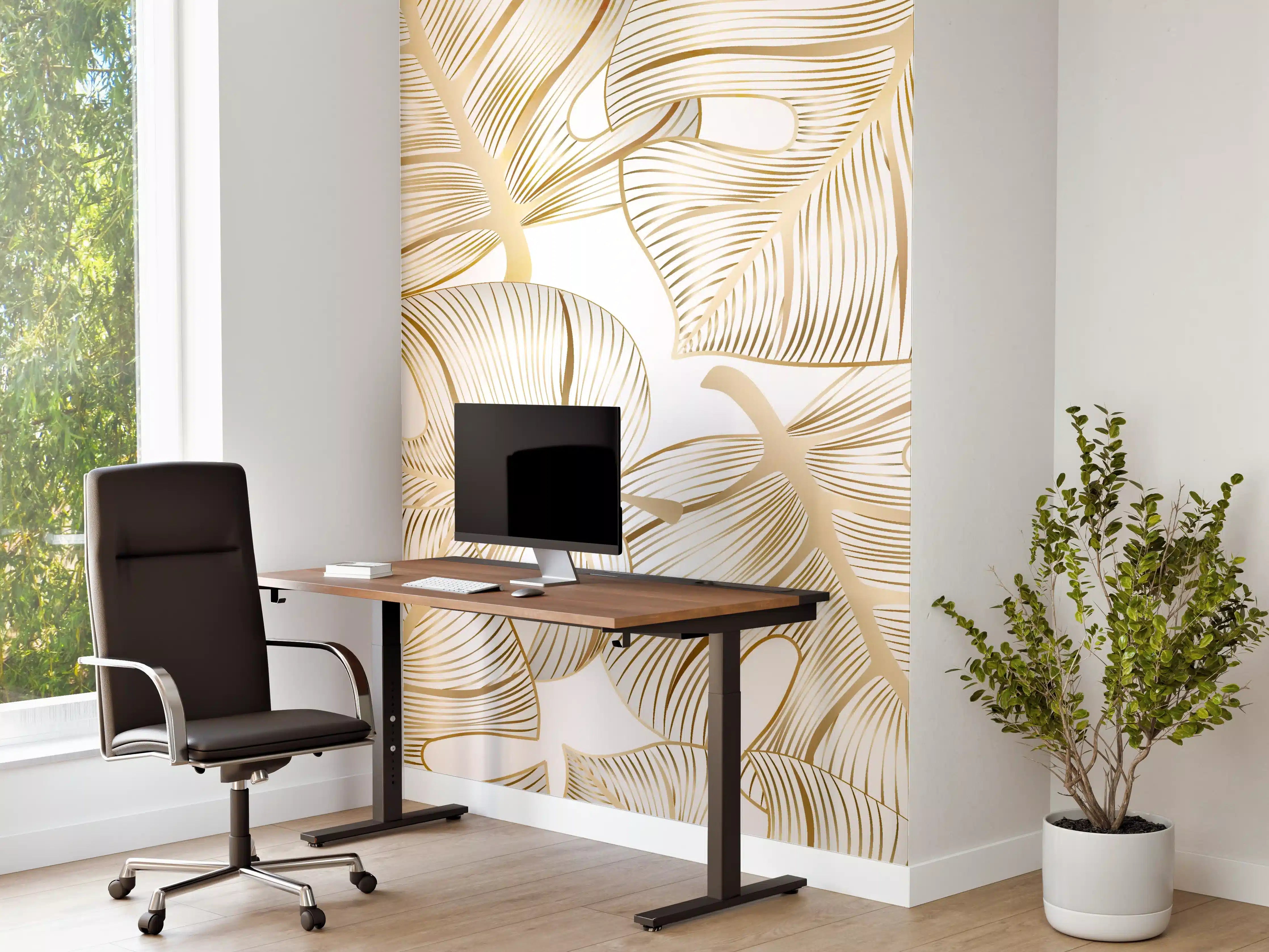 Büro Wandgestaltung - Goldene Blattadern Struktur