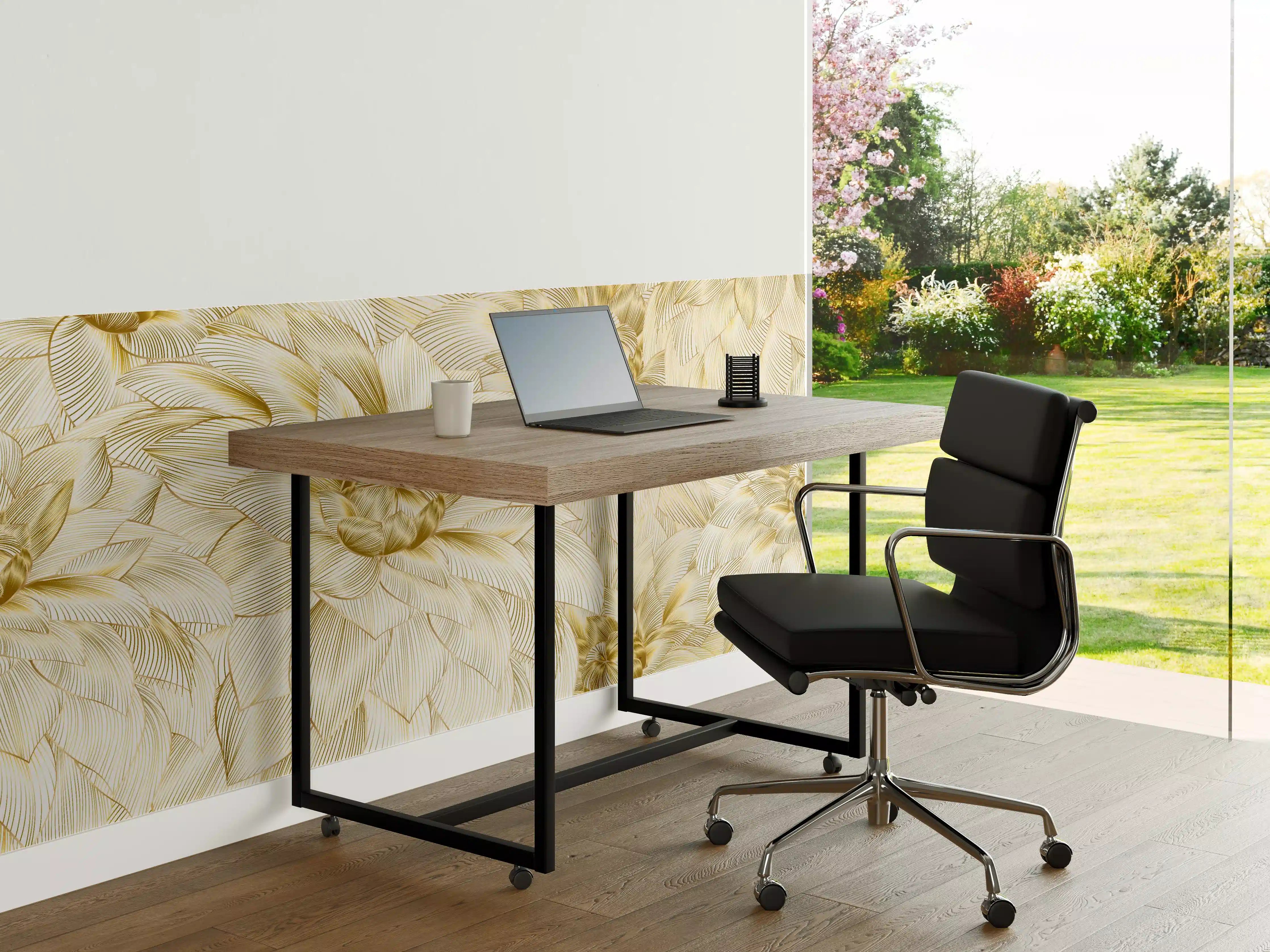 Büro Wandgestaltung - Goldene Blumenstruktur Design