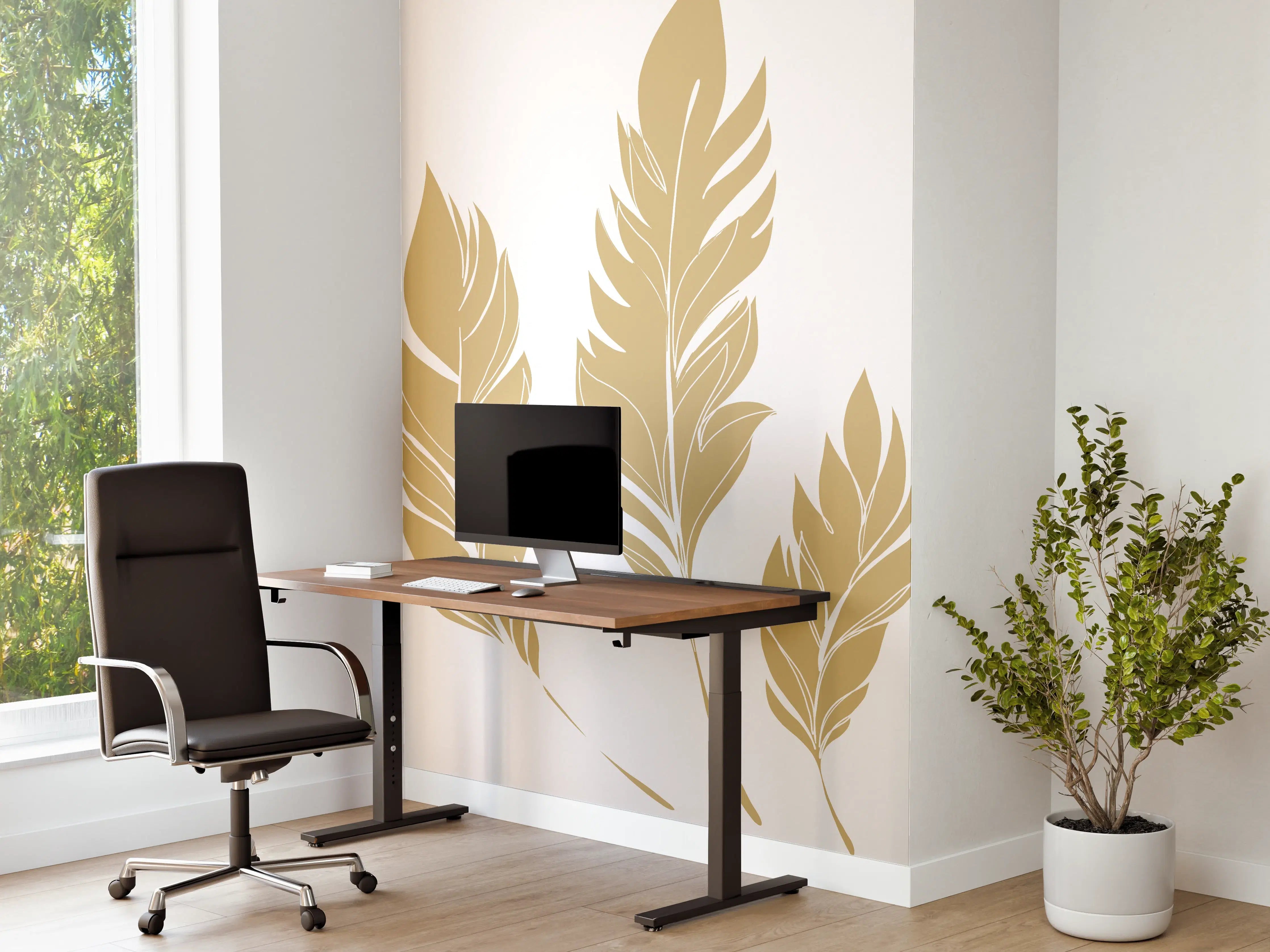 Büro Wandgestaltung - Goldene Feder Illustration