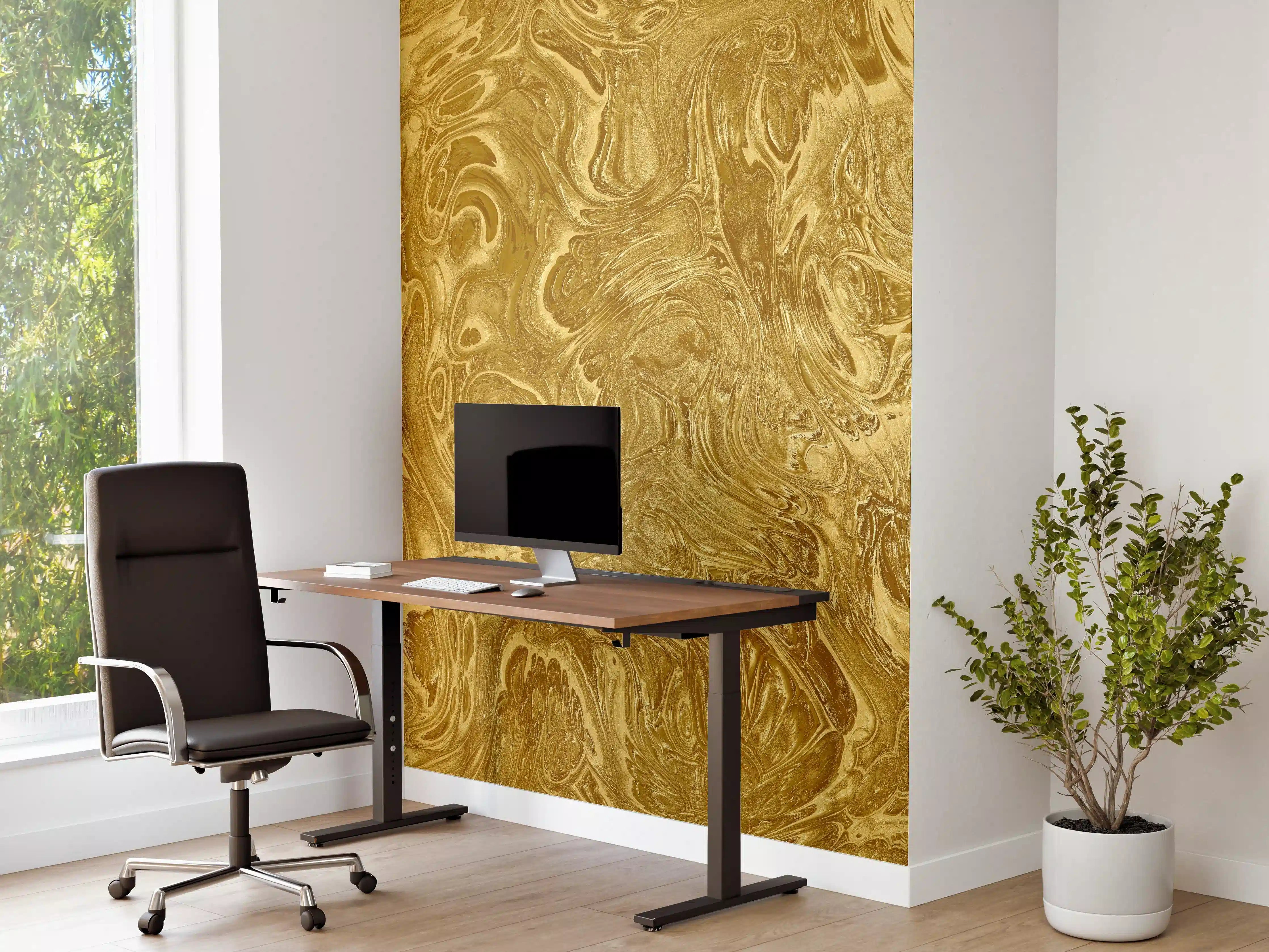 Büro Wandgestaltung - Goldene Flüssigkunst - Luxus