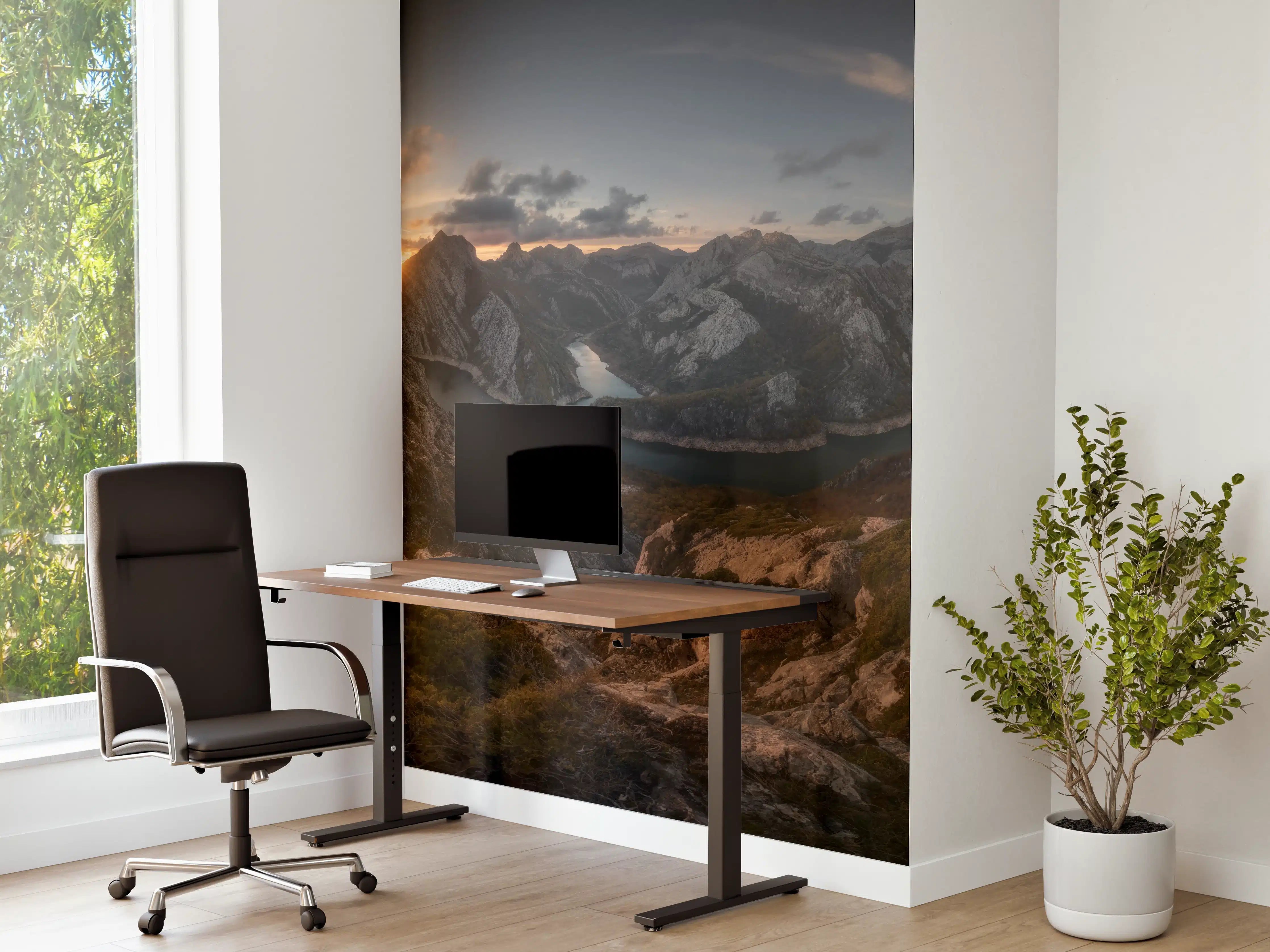 Büro Wandgestaltung - Goldene Gipfel im Dämmerlicht