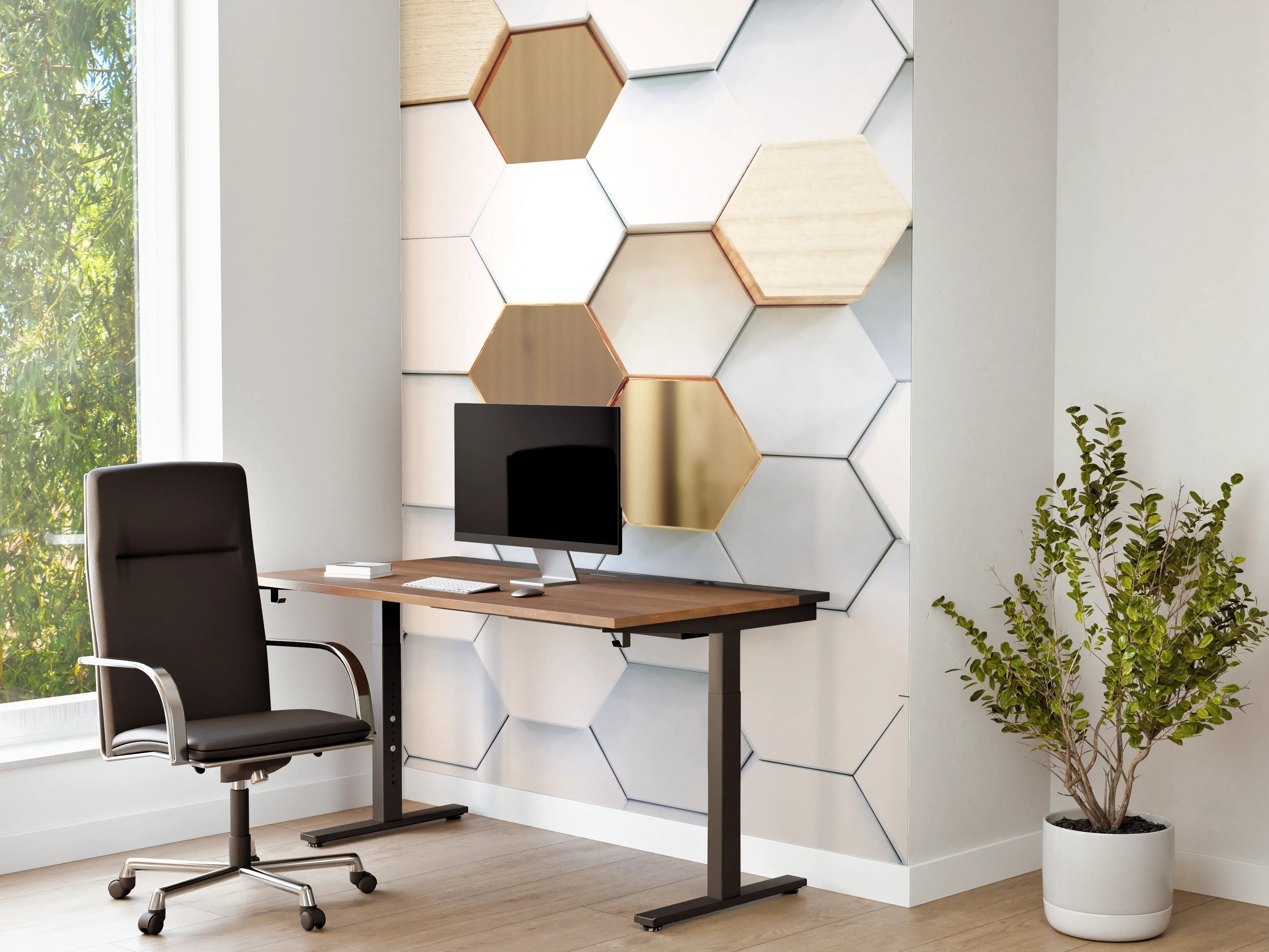 Büro Wandgestaltung - Goldene Hexagon Luxusstruktur