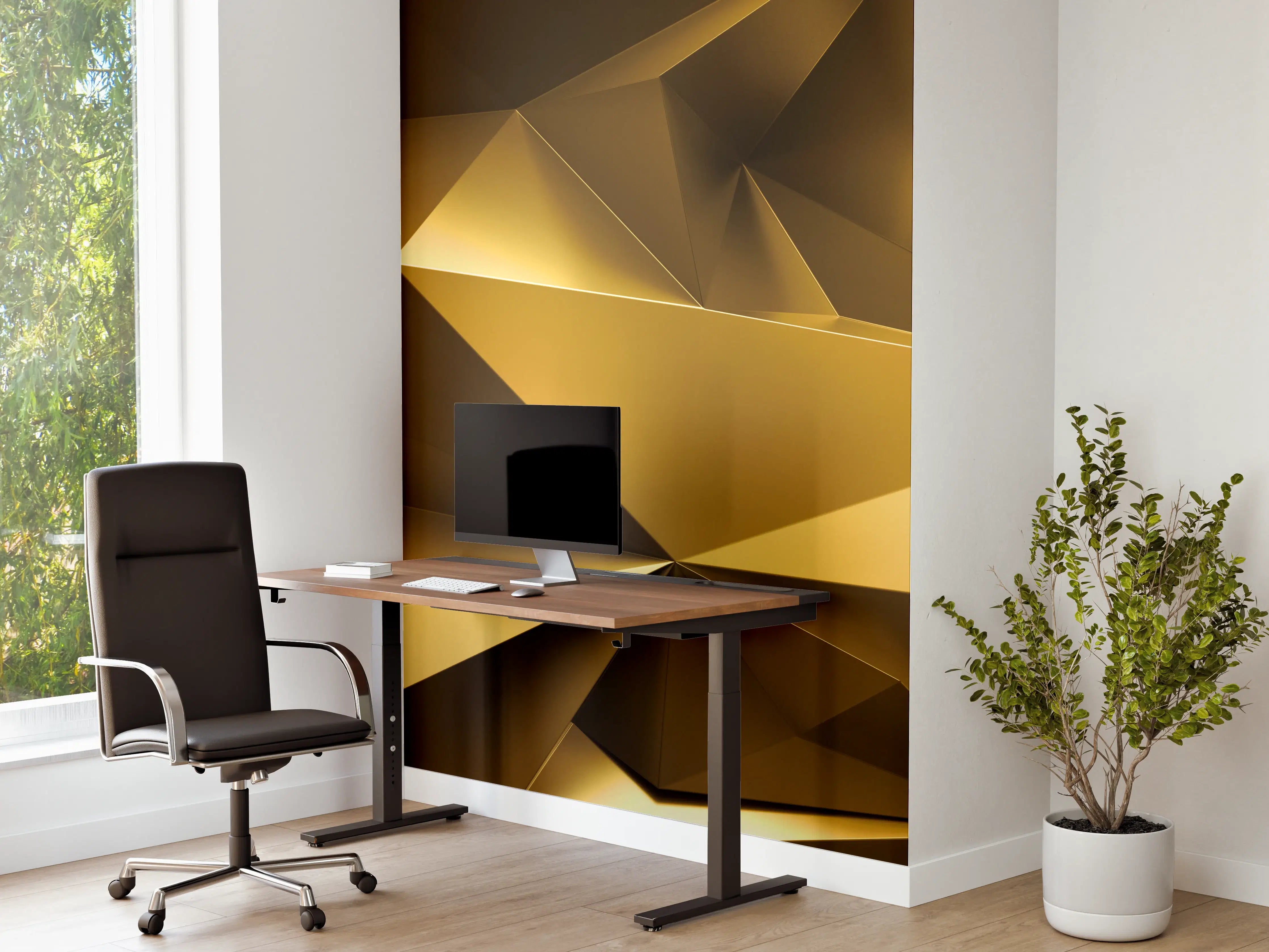 Büro Wandgestaltung - Goldene Kristall Polygon Tapete