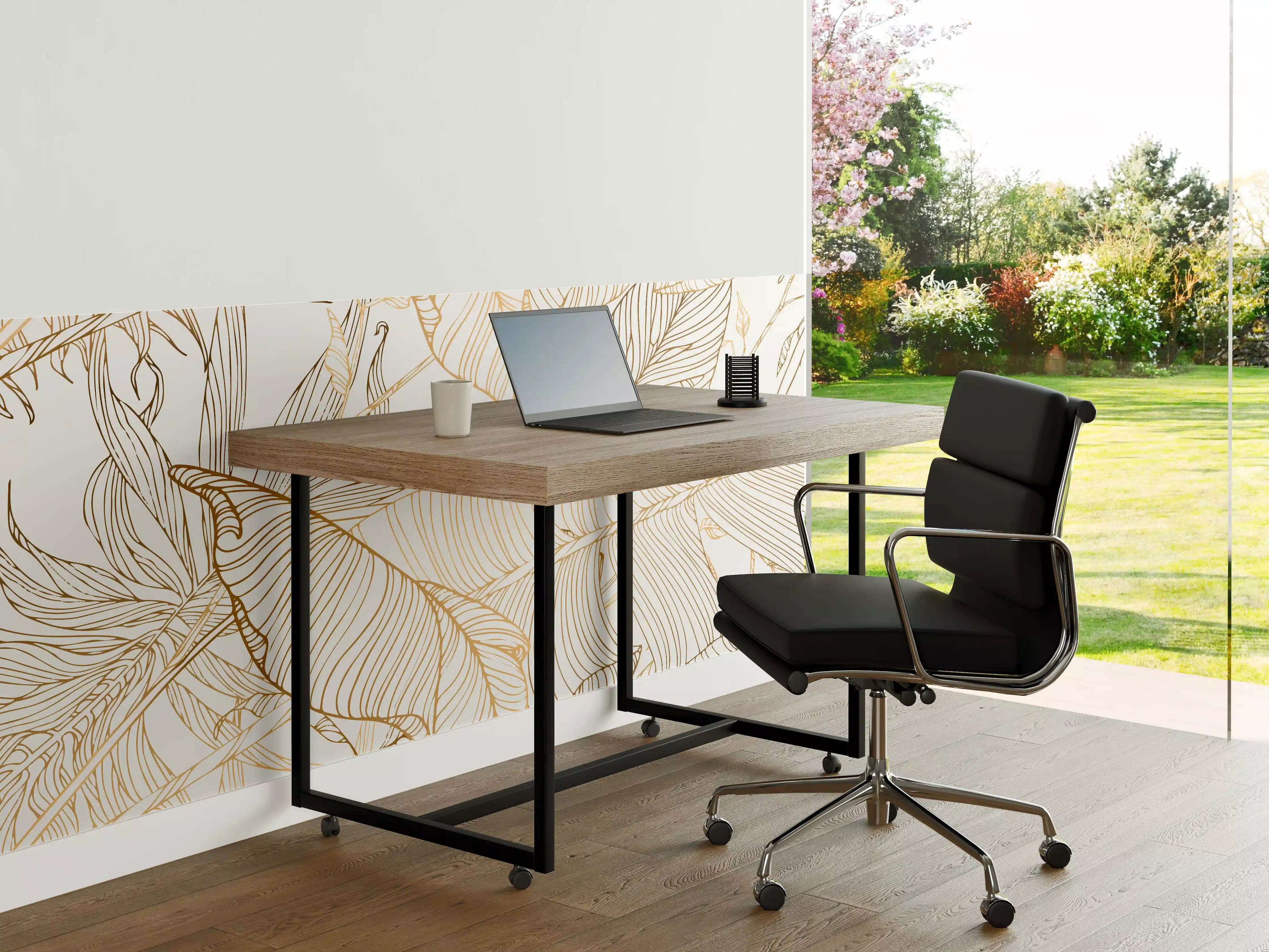 Büro Wandgestaltung - Goldene Lineart Blattmuster Kunst