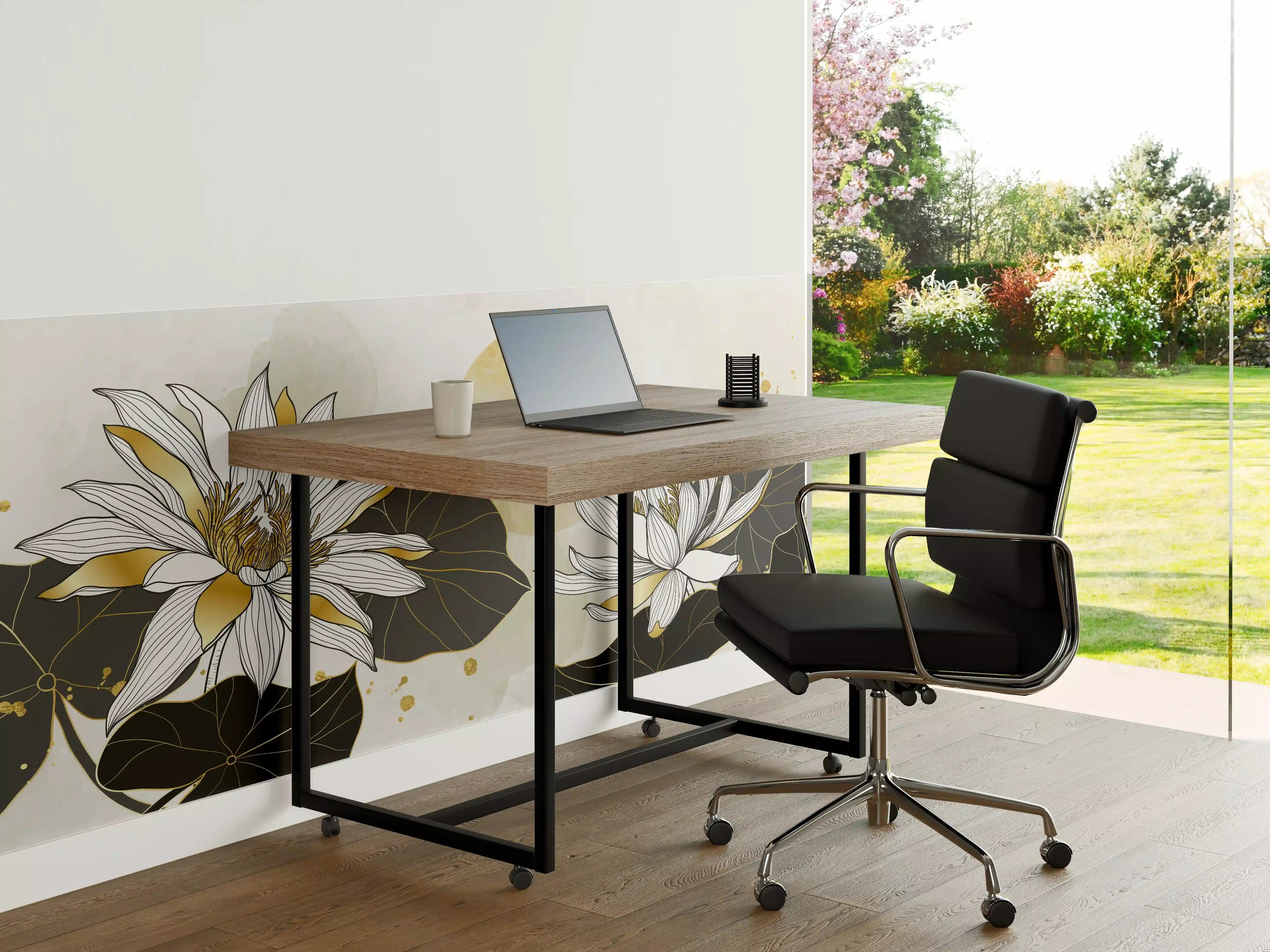 Büro Wandgestaltung - Goldene Lotusblüten Illustration